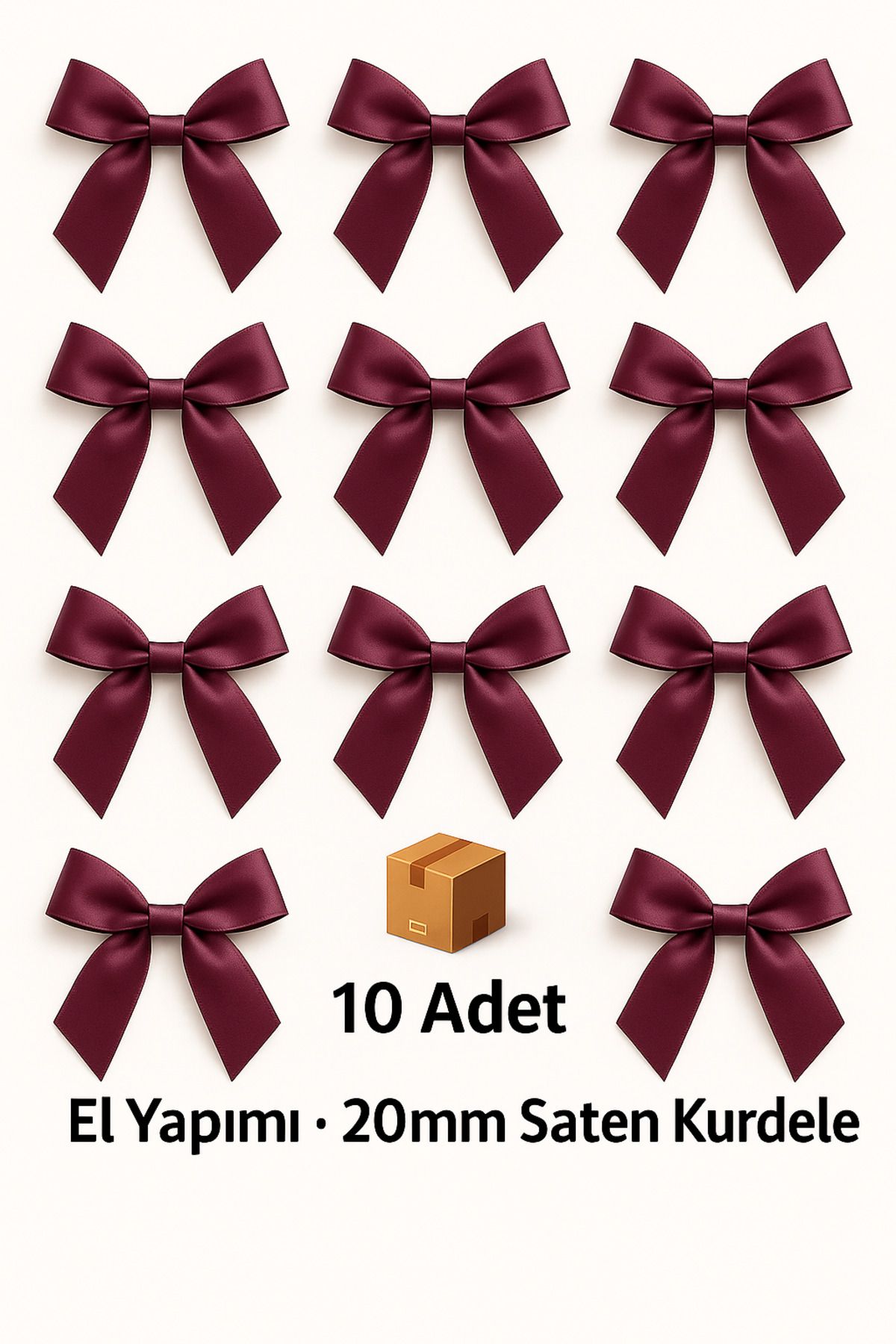 edalle 10 Adet Saten Fiyonk Kurdele 20mm Saten Kurdele