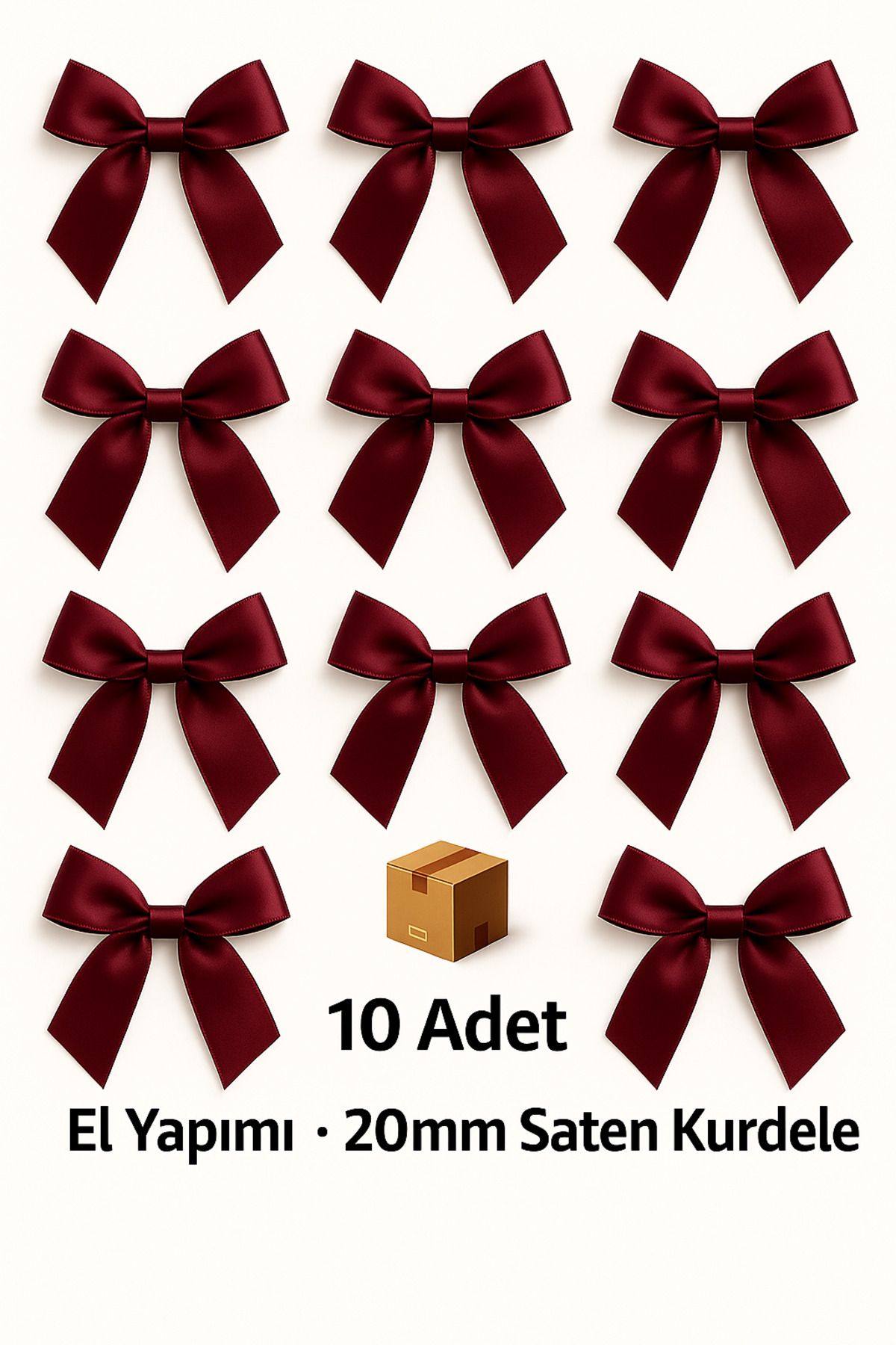 edalle 10 Adet Saten Fiyonk Kurdele 20mm Saten Kurdele