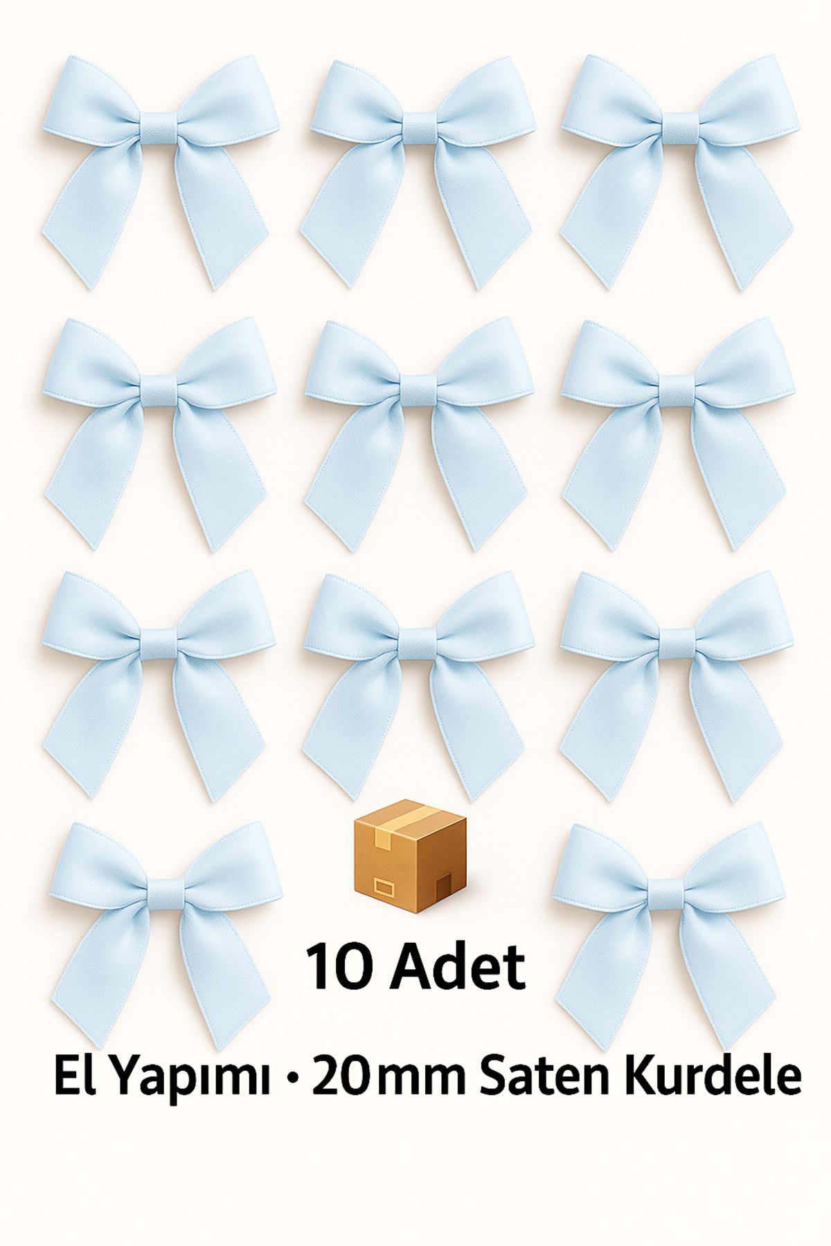 edalle 10 Adet Saten Fiyonk Kurdele 20mm Saten Kurdele