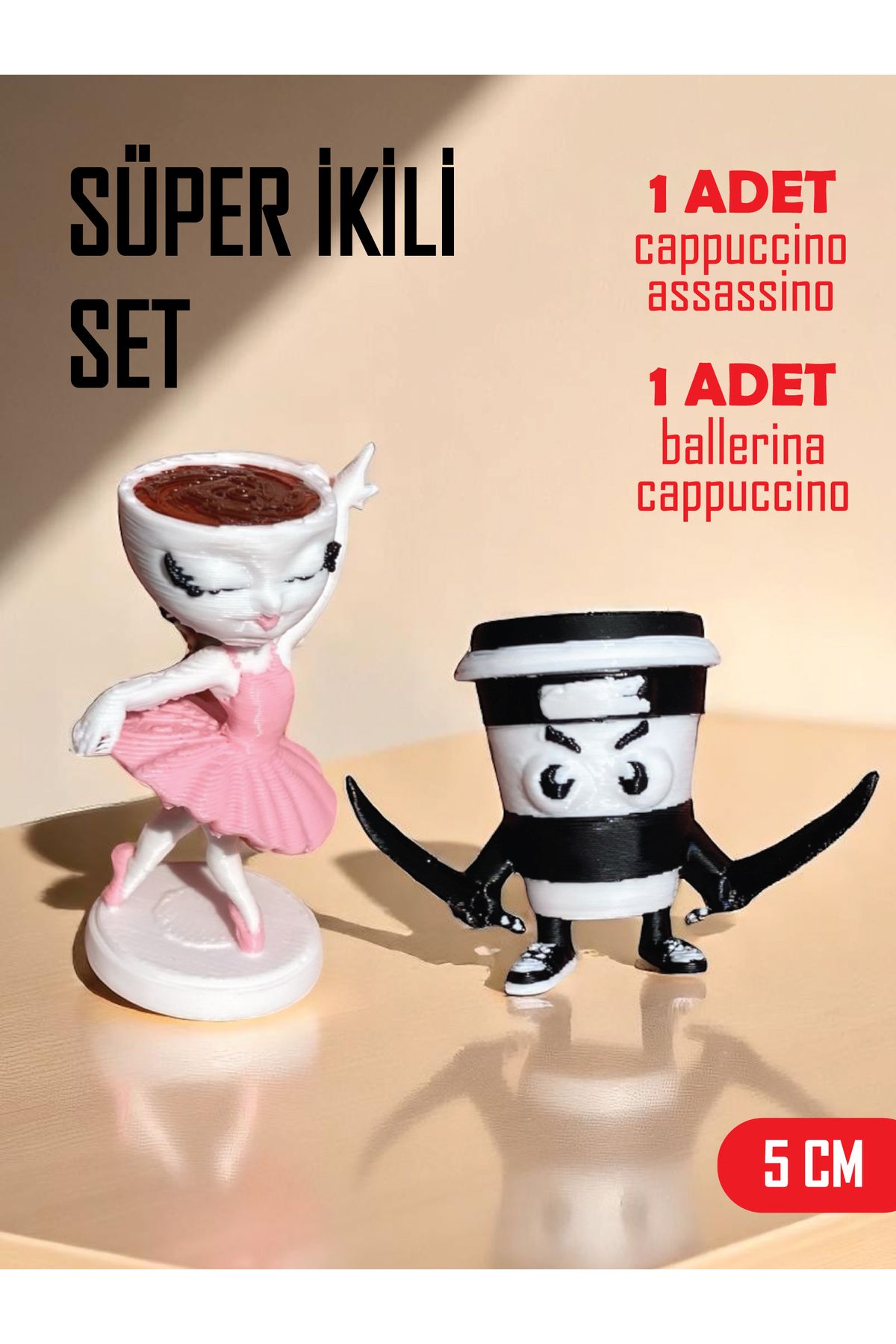 GiginGo Tung Tung Tung Sahur Süper İkili Set - Ballerina Cappuccino & Cappuccino Assassino