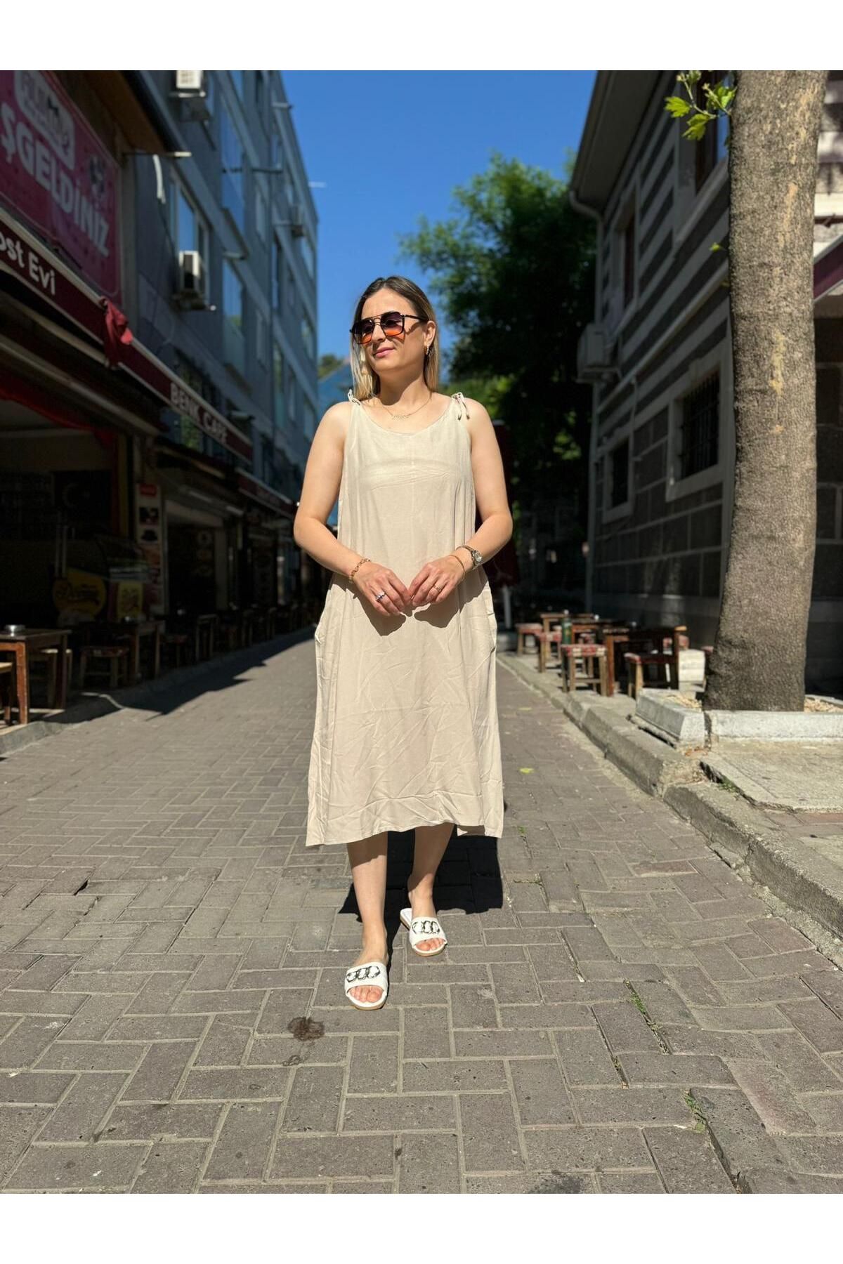 KTY TR KADIN İP ASKILI ELBİSE
