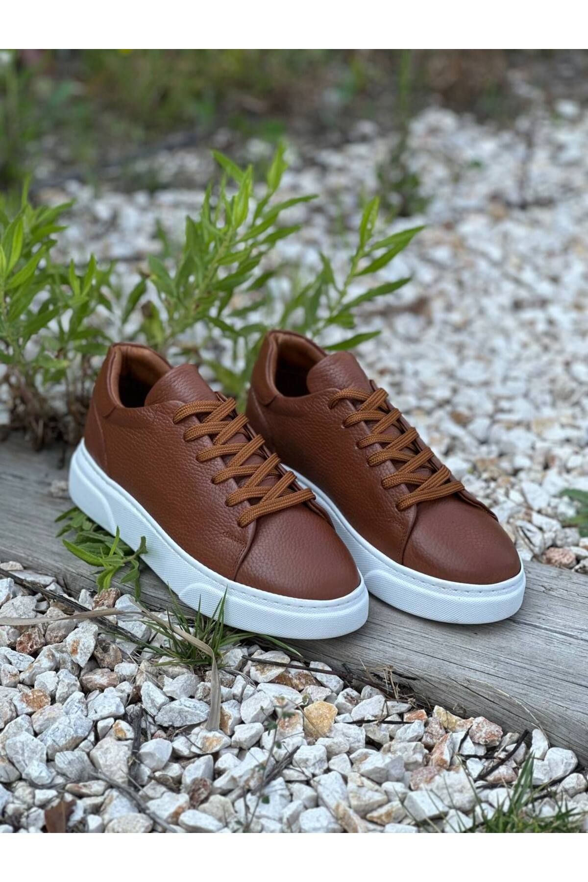 DERWARDEIN Kahverengi Taba Süet Erkek Spor Ayakkabı Hakiki Deri - Günlük Sneaker Modeli