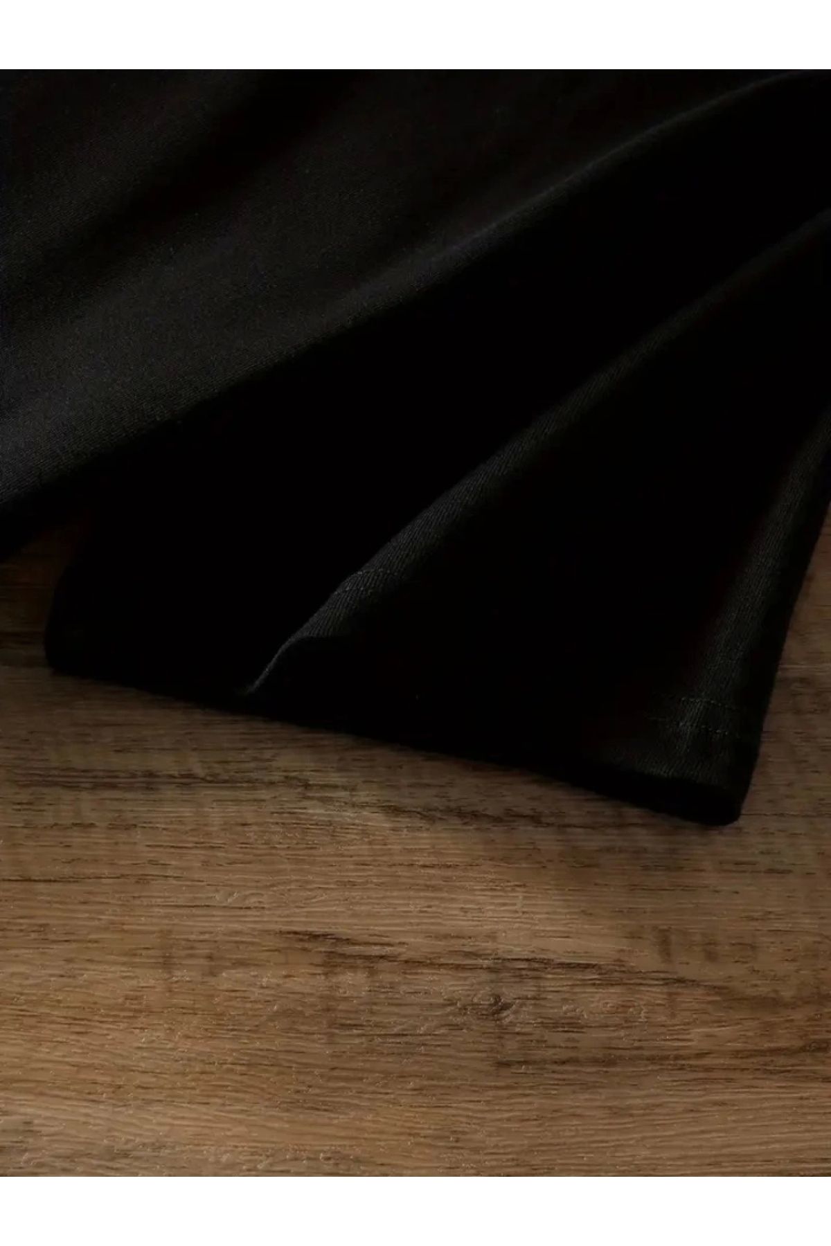 POLEXP Siyah Oversize Baskılı Bisiklet Yaka T-shirt