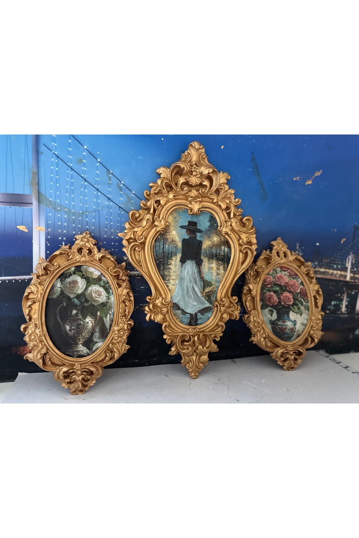 busraconcept Çiçekli dekopaj tablo set 3lü