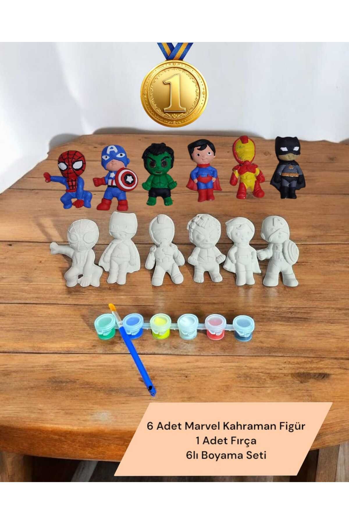 CanTasarımEvi Marvel 6lı Taş Boyama Figür Çocuk Gelişimi Anne Çocuk Etkinlik Taş Boyama Seti