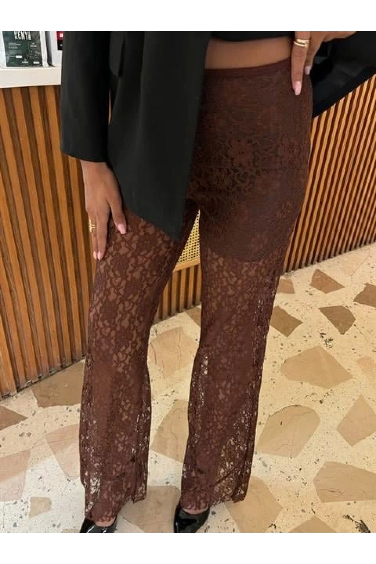 POLEXP Astarlı Dantel Pantolon - Feminen ve Şık Tasarım