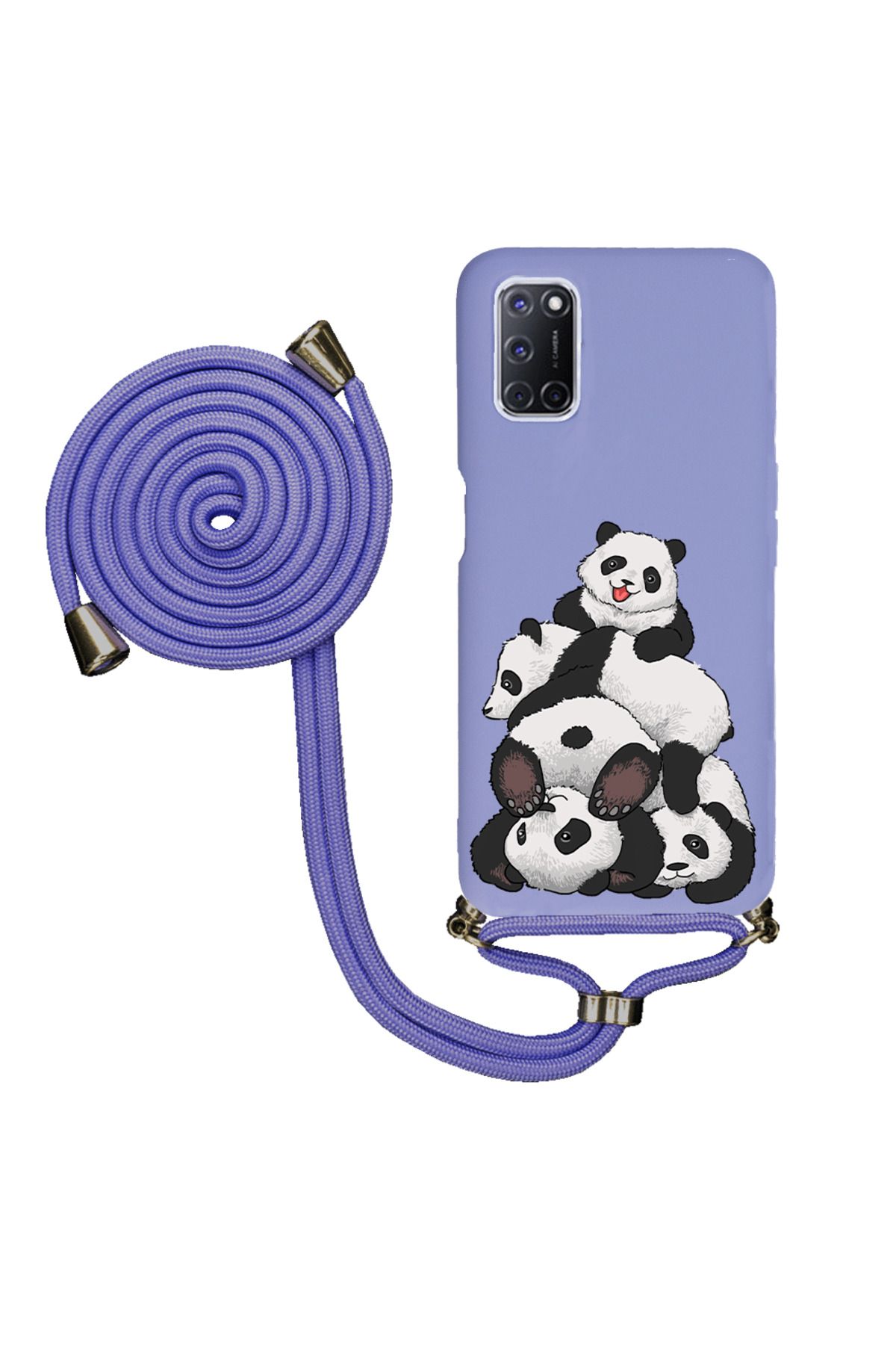 Royaleks Oppo A52 İpli Lansman Kılıf - Cute Pandas