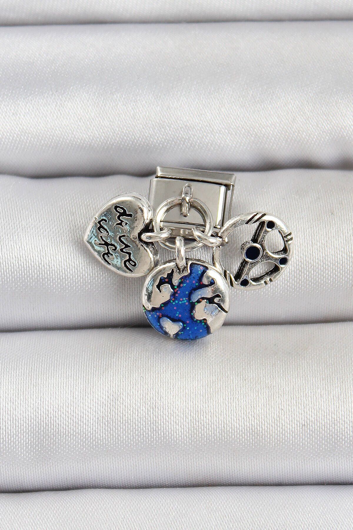 Avantaj Kapıda ® 316L Çelik Gümüş Renk Travel Model Nomination Charm