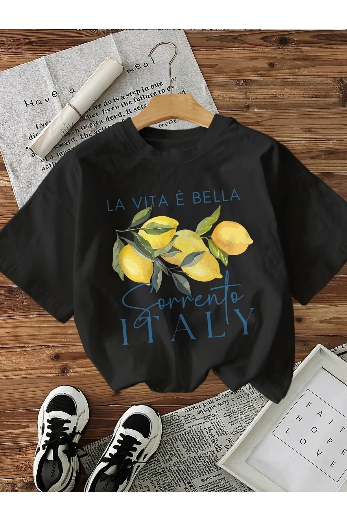 Massgai Unisex Limon Sorrento Italy Baskılı Oversize %100 Pamuk T-shirt