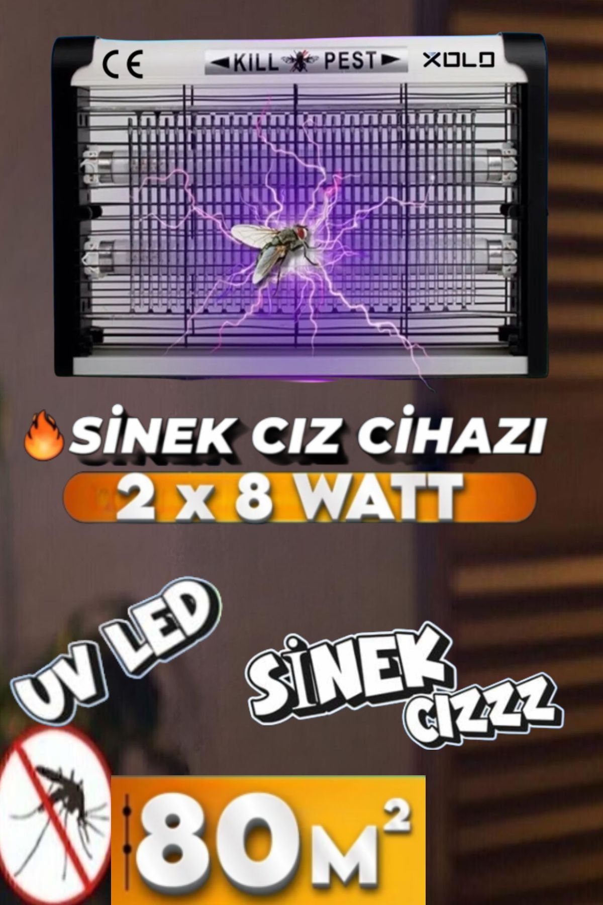ESENLİWE Sinek Tuzağı Siyah Kasa Elektrikli Kara Sinek Öldürücü Sinek Kapanı 2X8Watt 25 Metrekare