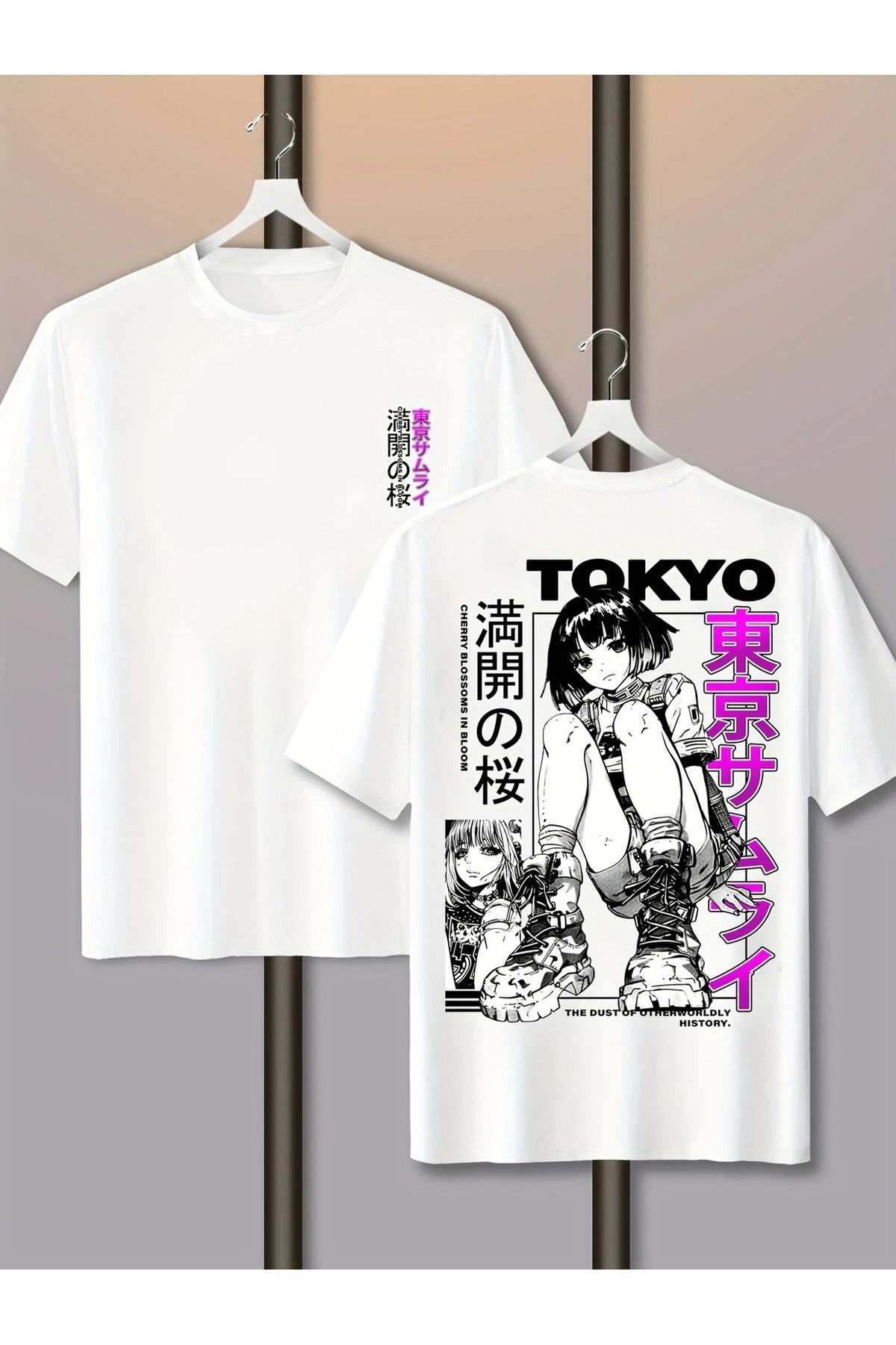 Massgai Unisex Tokyo Anime Baskılı Oversize %100 Pamuk T-shirt