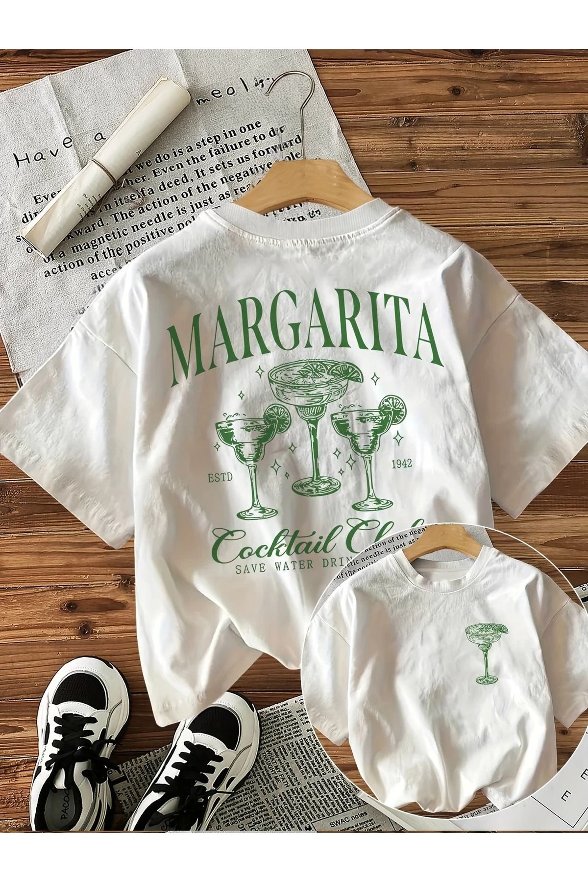 Massgai Unisex Margarita Baskılı Oversize %100 Pamuk T-shirt