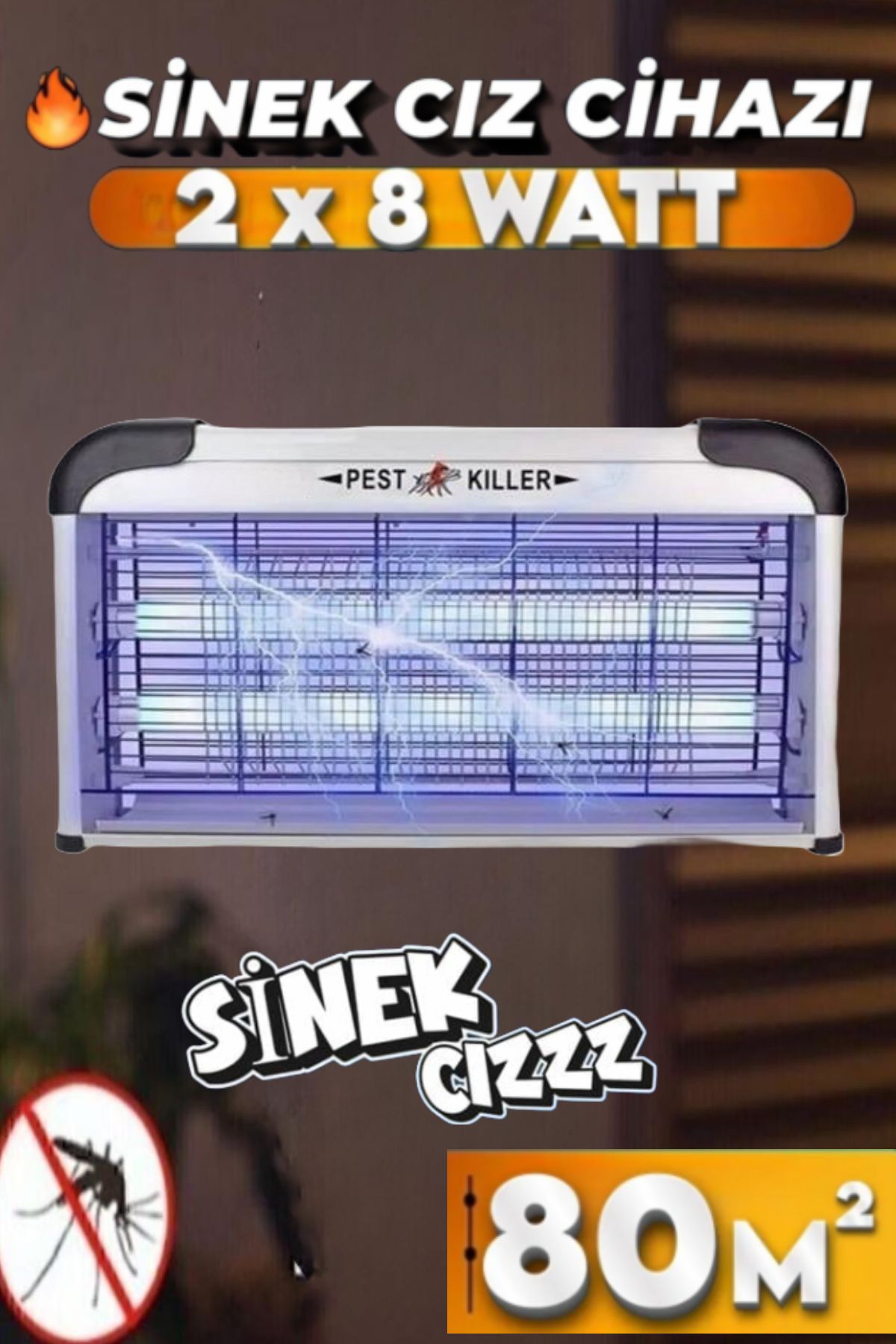 ESENLİWE 2X8 Watt Sinek Tuzağı Siyah Kasa Elektrikli Kara Sinek Öldürücü Sinek Kapanı 25 Metrekare