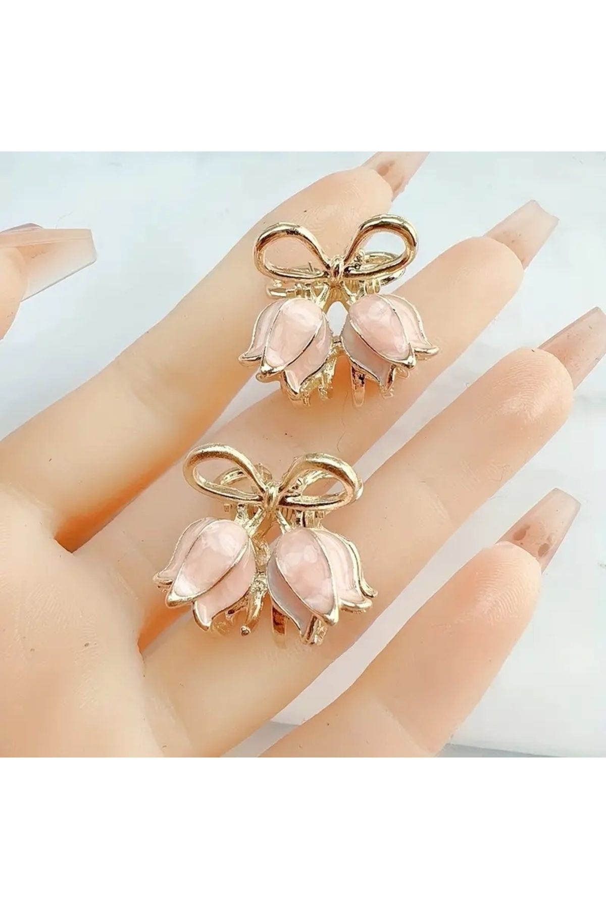 SESELY 2 adet Mini Pembe Metal Orkide Saç Tokası, Kaymaz Saç Aksesuarları