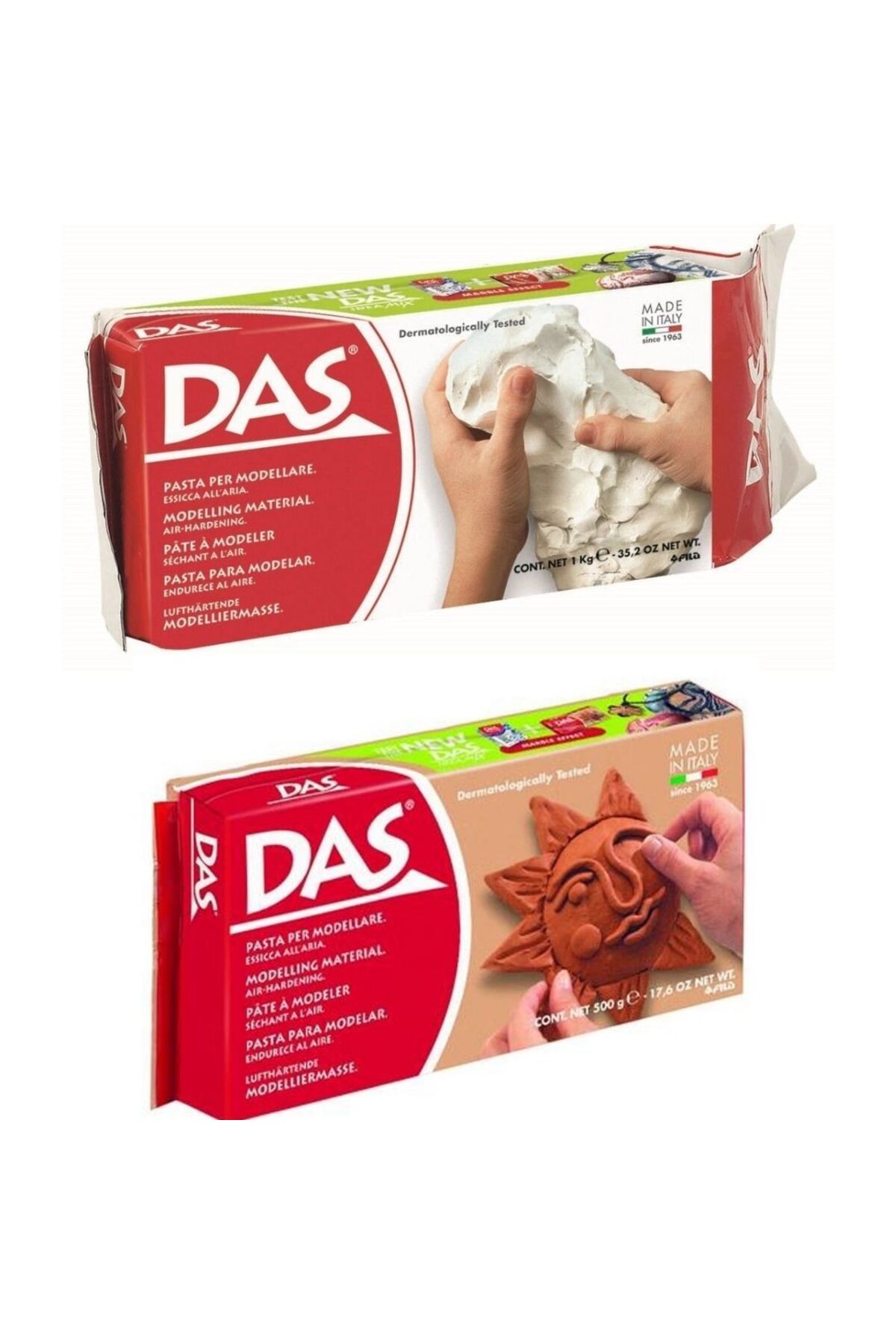 Das SERAMİK HAMURU 500 GR BEYAZ VE KAHVRENGİ TOPRAK KİL 2'Lİ SET
