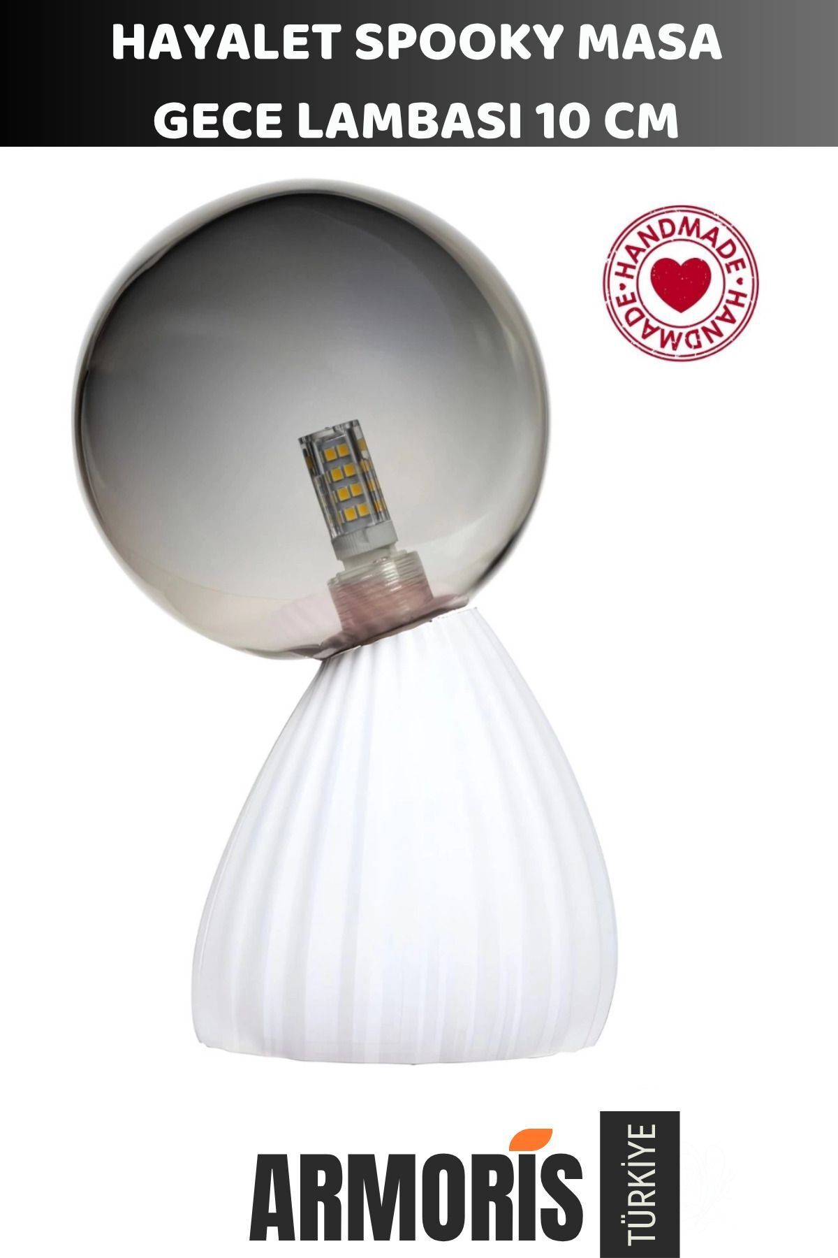 SerenityHaven Yeni Dekoratif Şık Biyobozunur Plastik 10 Cm On/Off Düğmeli Hayalet Spooky Masa Gece Lambası