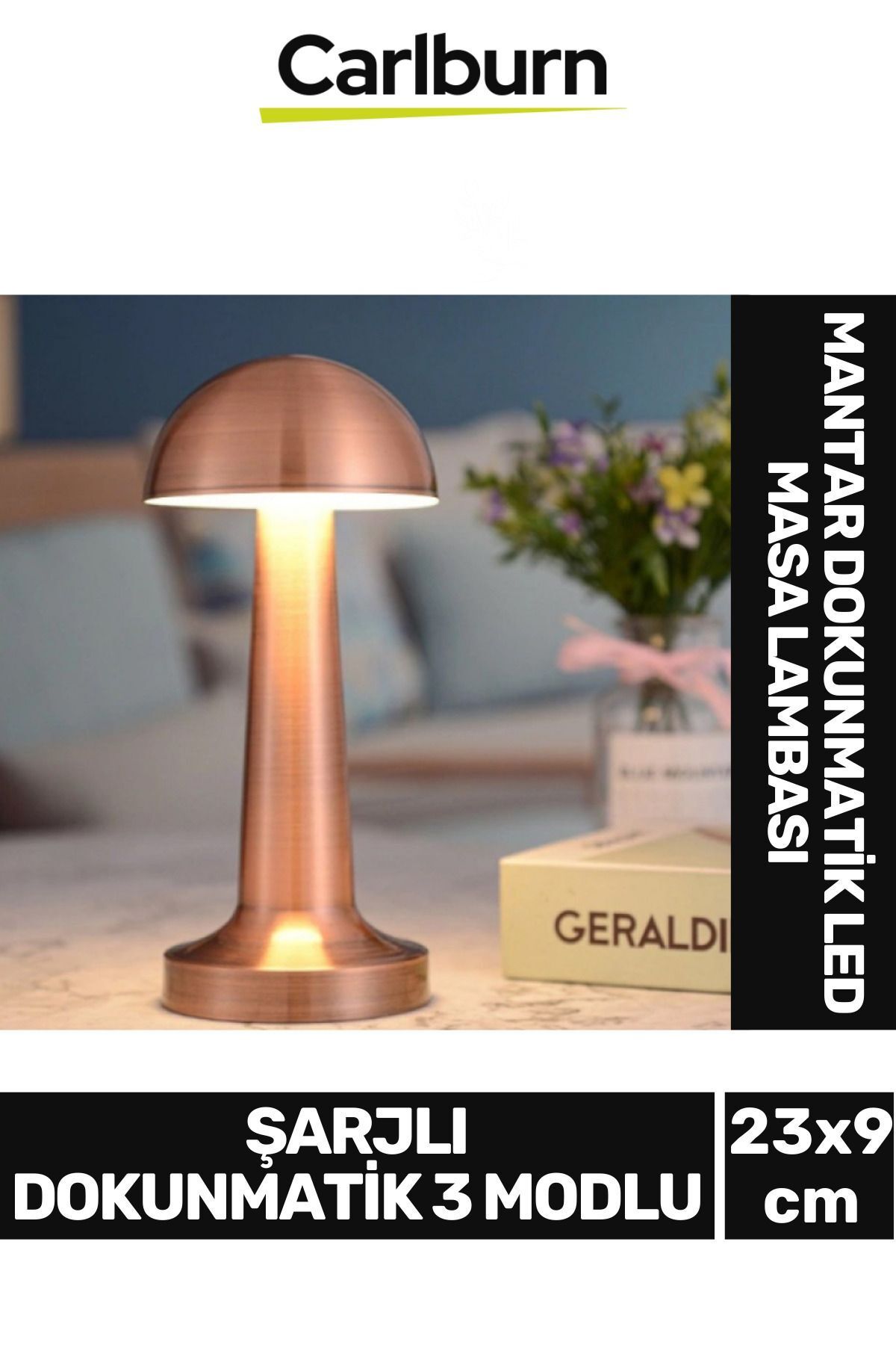 SerenityHaven Özel Tasarım 3 Modlu 23 cm x 9 cm Modern Aç/Kapa Butonlu Mantar Dokunmatik LED Masa Lambası