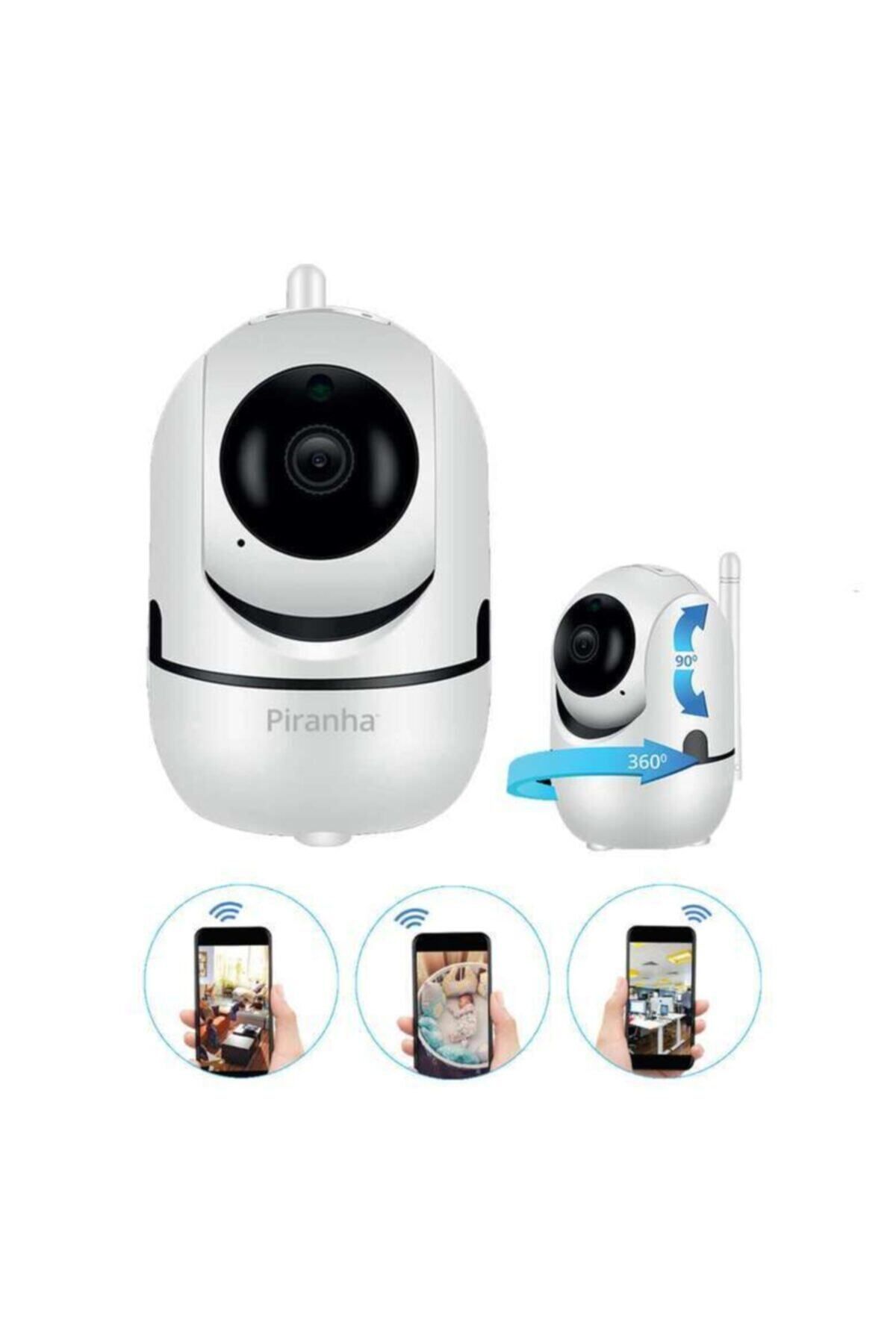 Piranha Pıranha 9625 Wi-fi 360° Mikrofonlu Kablosuz Hd 720p Ip Kamera Güvenlik Kamerası
