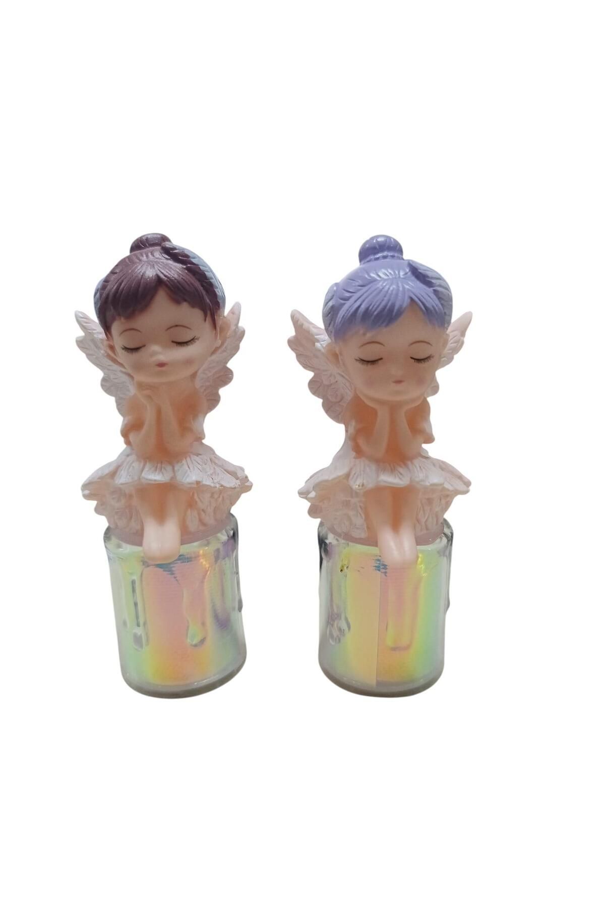 SerenityHaven LED Mum Kanatlı Melek Tip Pilli Dekoratif Yapay Mum Işıldak 1CİFT