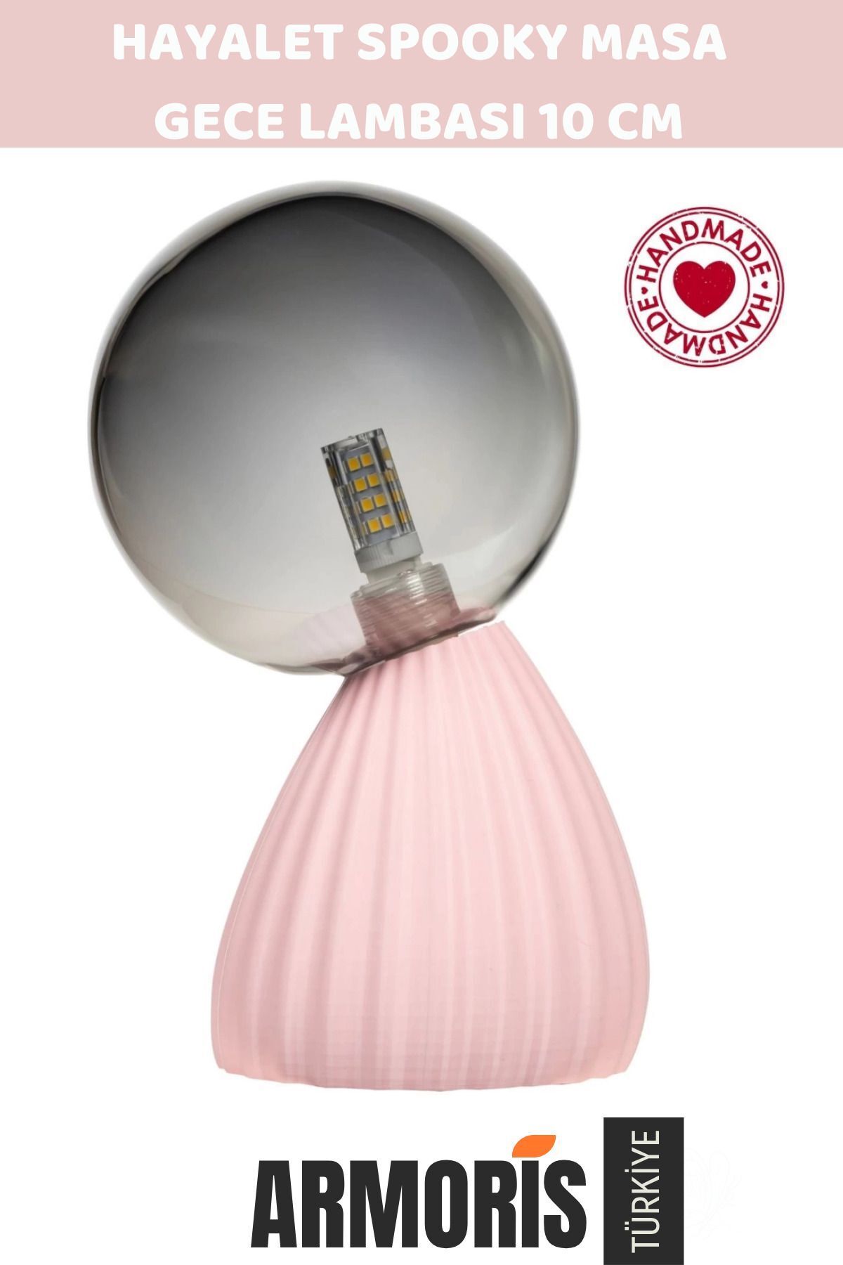 SerenityHaven Yeni Handmade Dekoratif Şık Biyobozunur Plastik 10Cm Dimmer Kablolu Hayalet Spooky Masa Gece Lambas