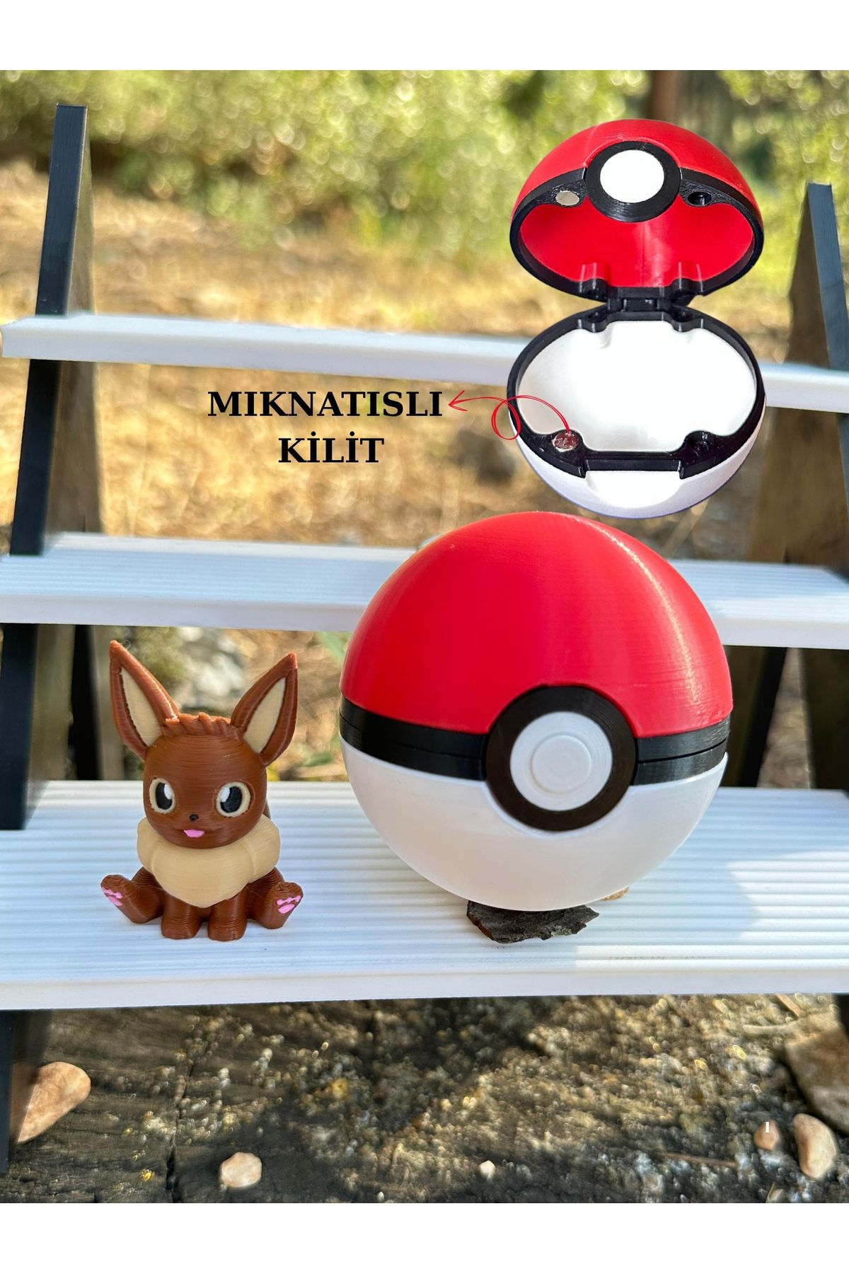 Phoenix Koleksiyon Pokeball Pokemon Topu ve Pokemon Eevee - Poketop - Mıknatıslı