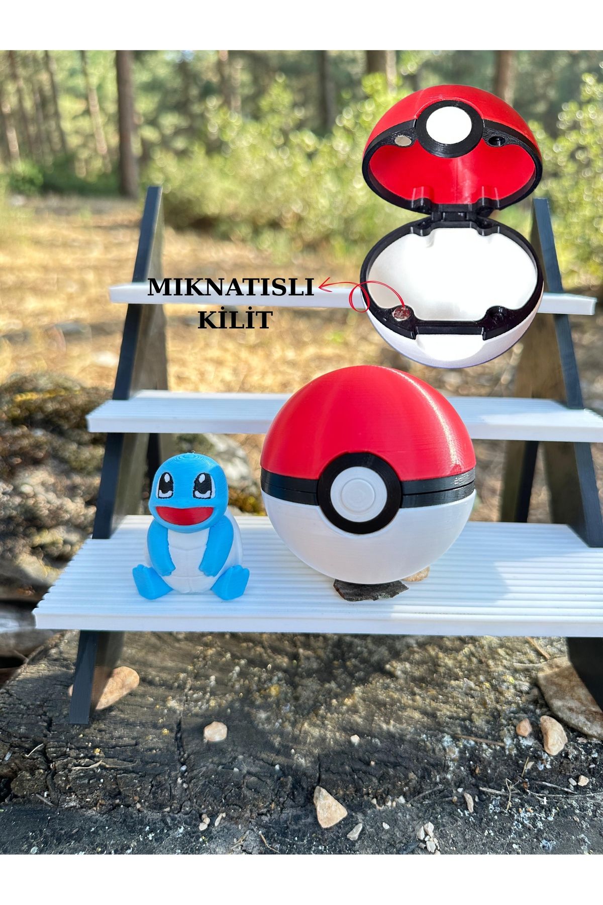 Phoenix Koleksiyon Pokeball Pokemon Topu ve Pokemon Squirtle Poketop - Mıknatıslı