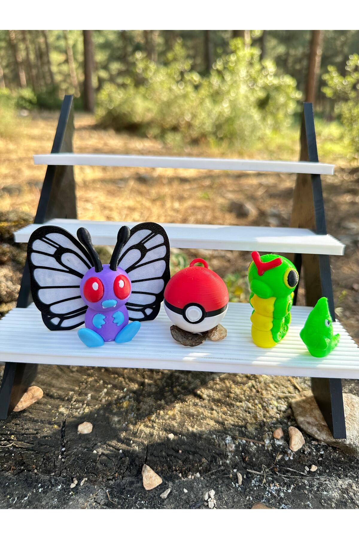 Phoenix Koleksiyon Pokemon Figürü Butterfree Caterpie Metapod Gelişim Seti Poketop (5cm)