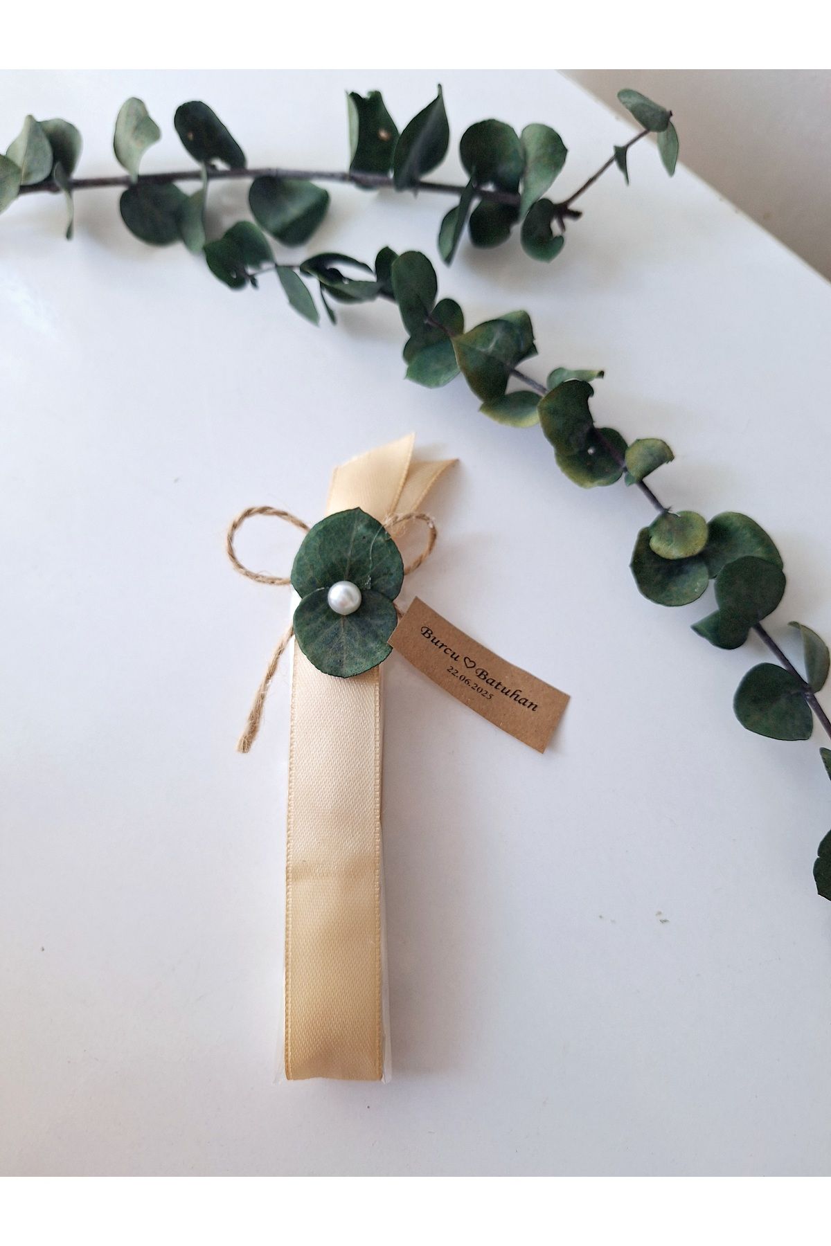 Yakamoz Style Saten süslemeli gold Nikah,söz,nişan hediyelik 10 adet