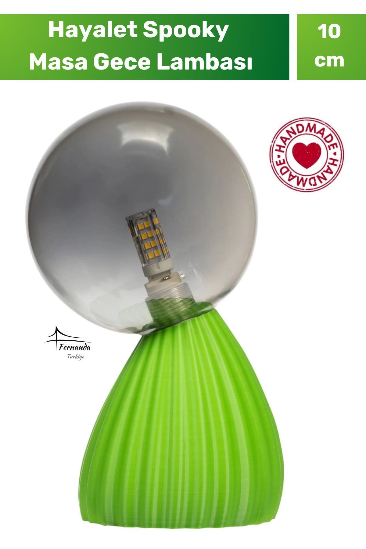 SerenityHaven Handmade 10 Cm Dimmer Kablolu Hayalet Spooky Masa Gece Lambası Dekoratif Şık Biyobozunur Plastik