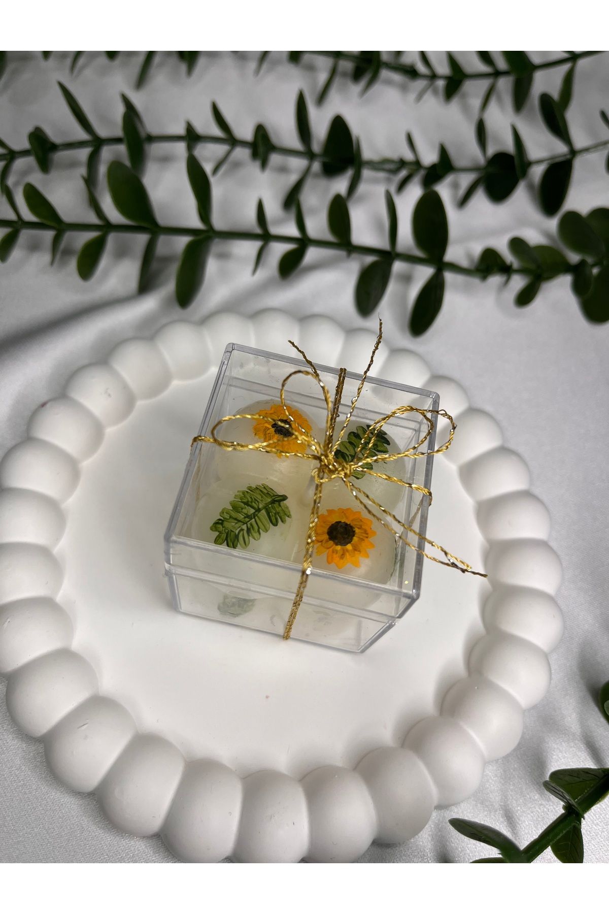 Nis Candle More Ayçiçeği detaylı kutulu bubble hediyelik mum