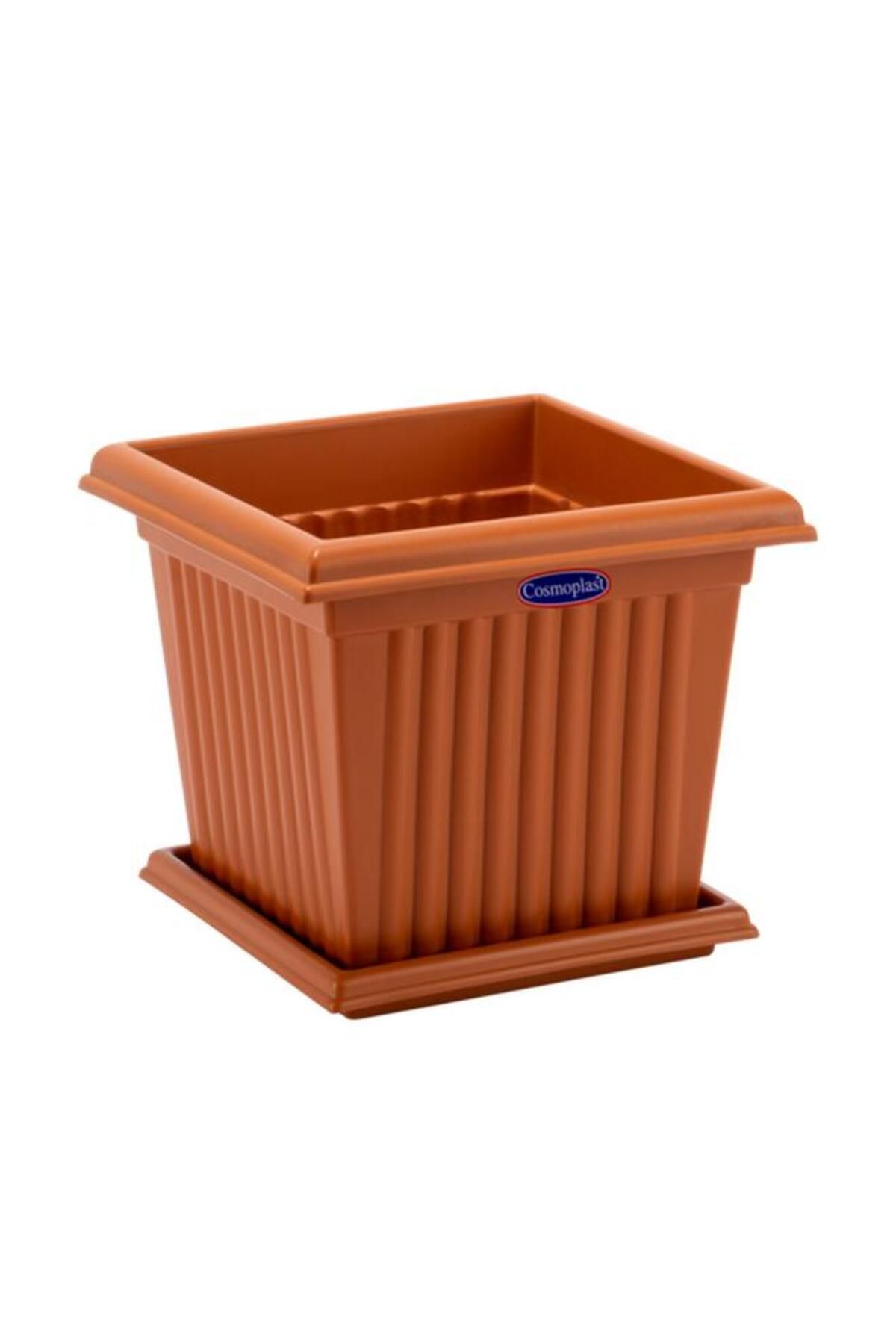 Generic-Cosmoplast Lightweight Design Square Planter with Tray Terracotta 10 Liter 1