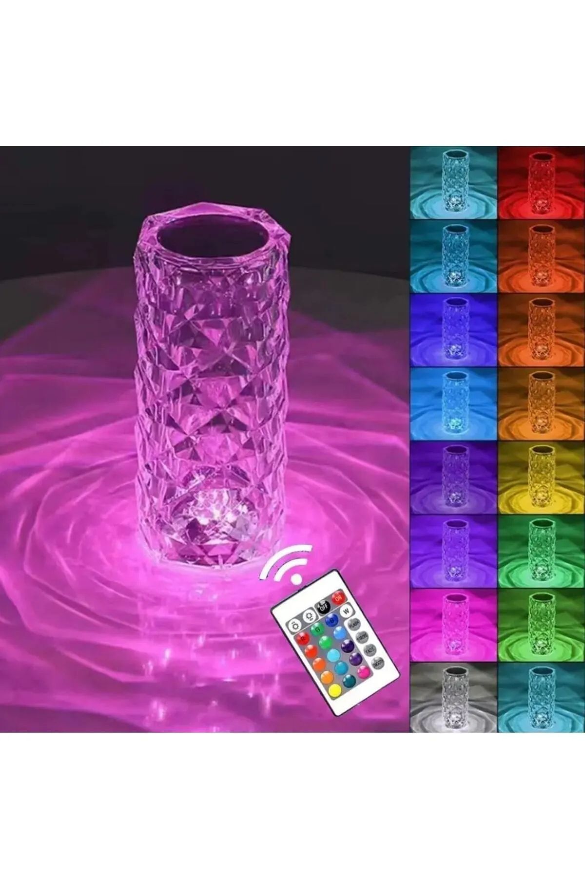 SerenityHaven 3D Elmas Kristal Şarjlı Dokunmatik Kumandalı Led Masa Lambası