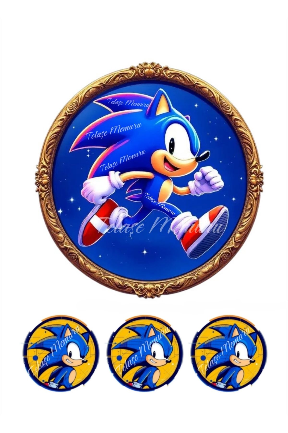 telaşe memuru Sonic Pasta Süsü - Yenilebilir Kağıt Pasta Resmi ve Baskısı Doğum Günü Süsleri Model 9