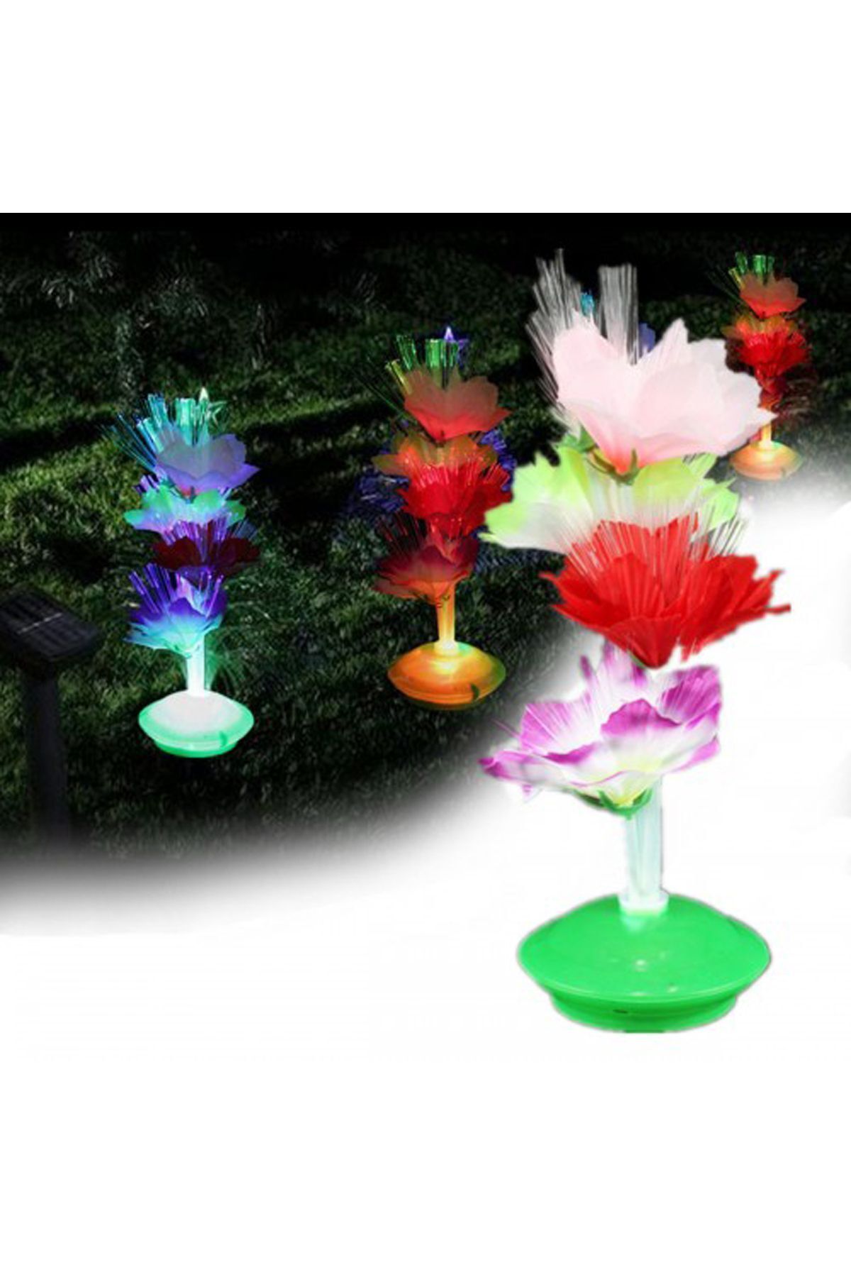 SerenityHaven Led 3 Renk Işıklı Hareketli 360° Dönen Dekoratif Gece Lambası Çiçek (EBAT: 27 CM X 9,7 CM) 1 Adet