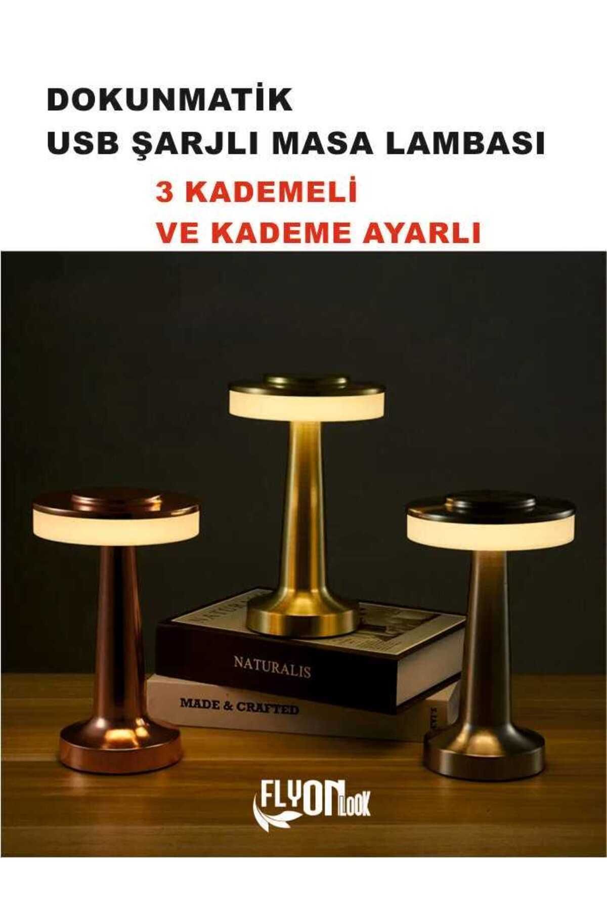 SerenityHaven Şarj Edilebilir Kablosuz LED Masa Lambası, Dokunmatik Sensörlü, 3 Seviyeli , Komodin Restoran Fener