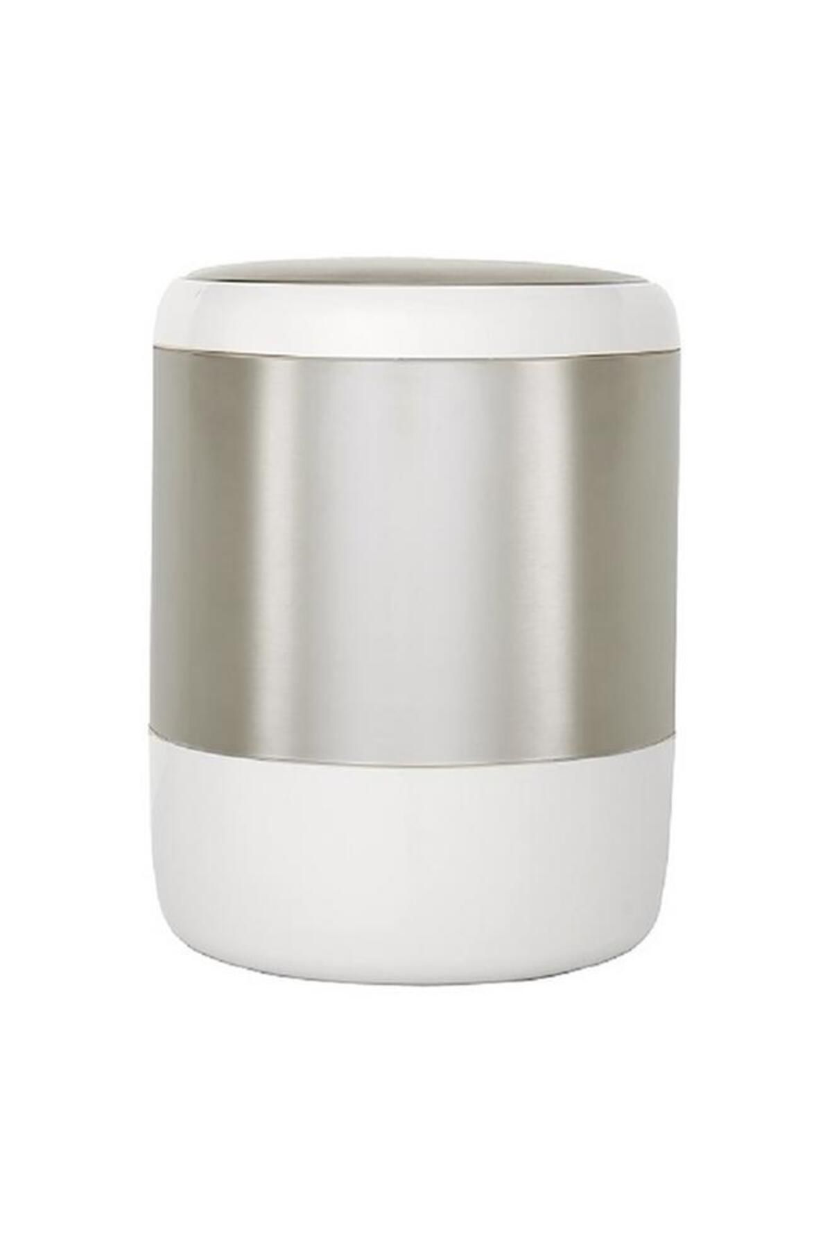 Generic-Primanova Lima Easy to Access Swing Lid Waste Bin White and Silver 6 Liter 2