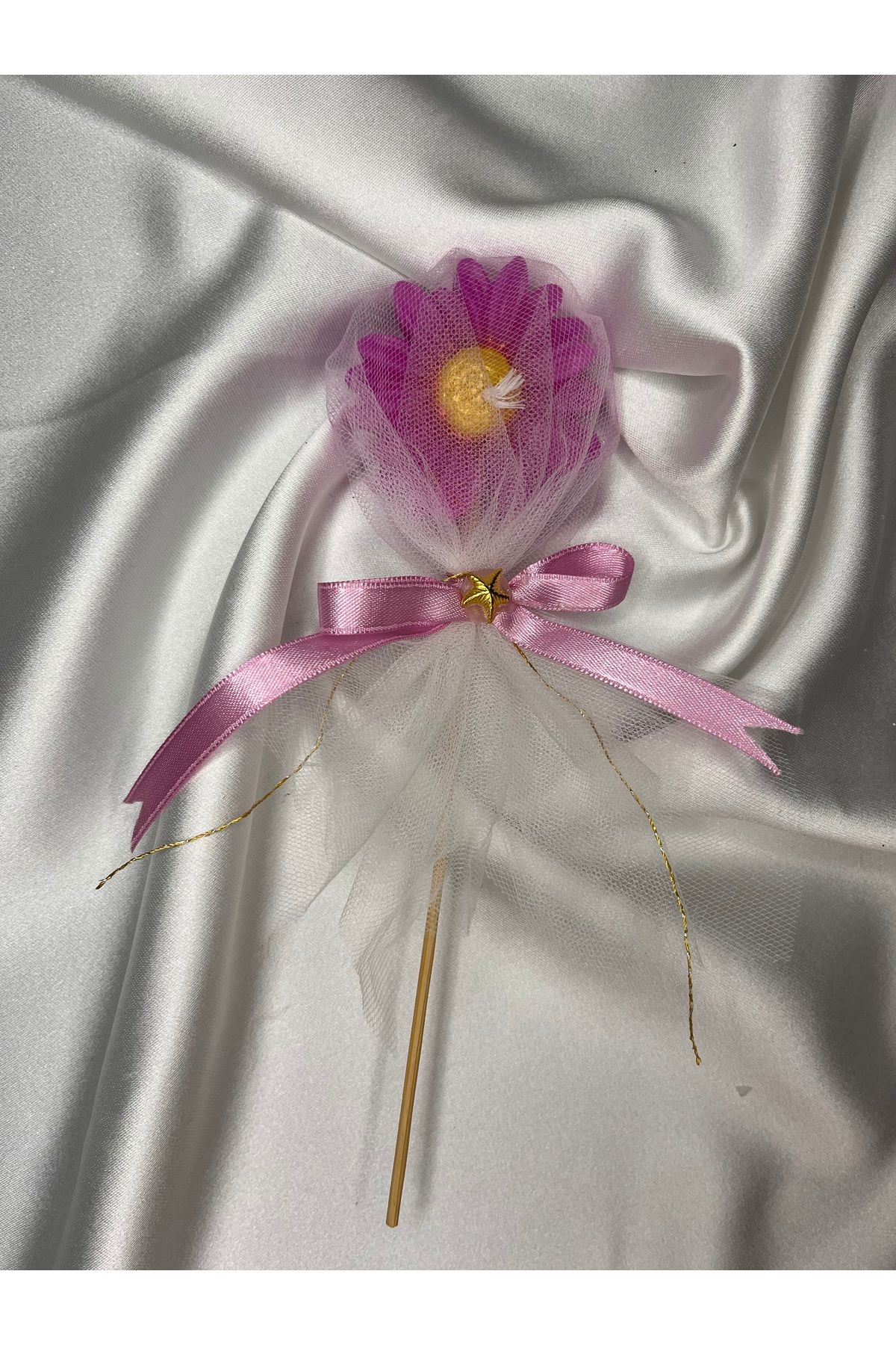 Nis Candle More Tüllü fiyonklu çiçek mum