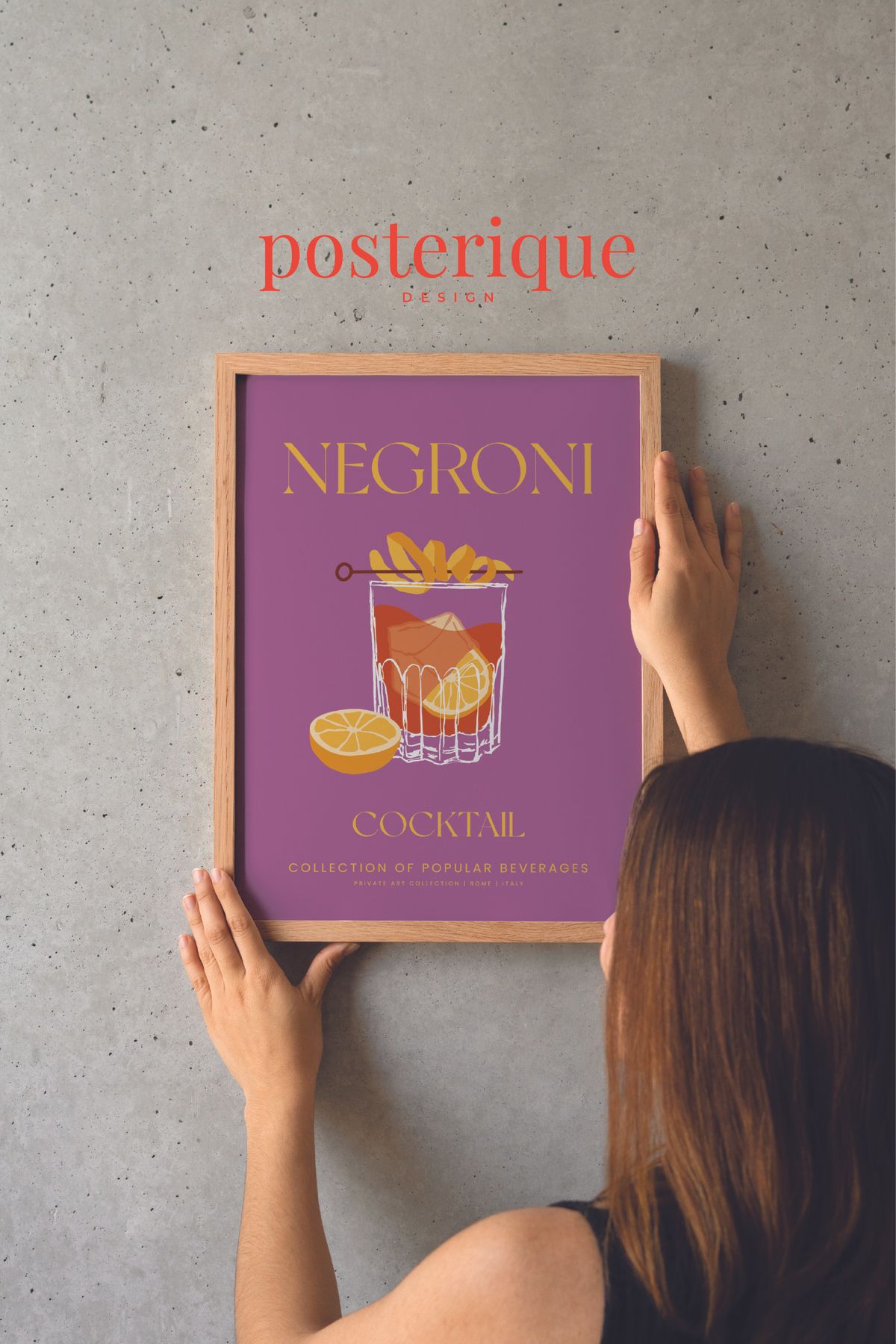 posterique Coctail Negroni Çerçevesiz Poster Çerçevesiz Tablo