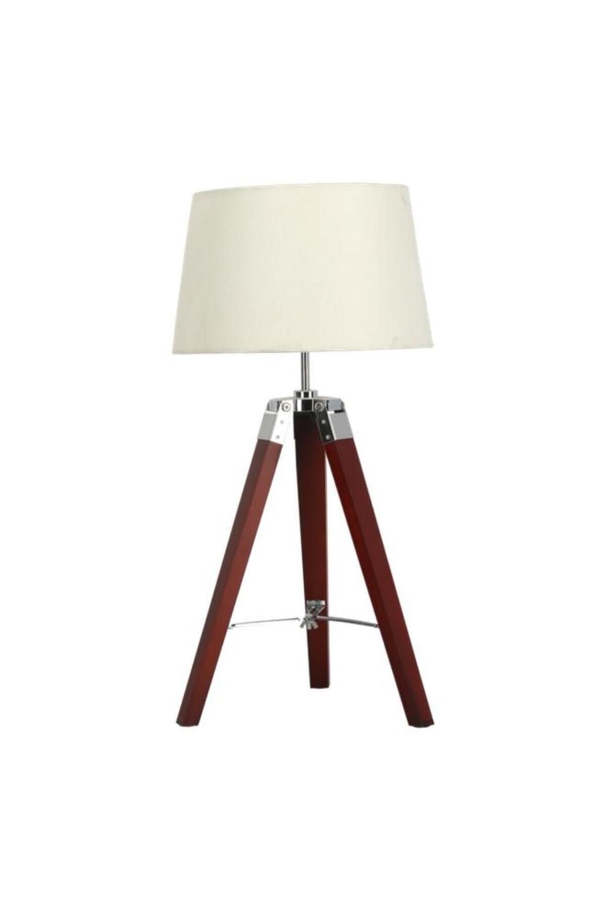 Generic-Micasa 40W E27 Modern and Elegant Design Single Bulb Illumination Table Lamp White and Brown 2