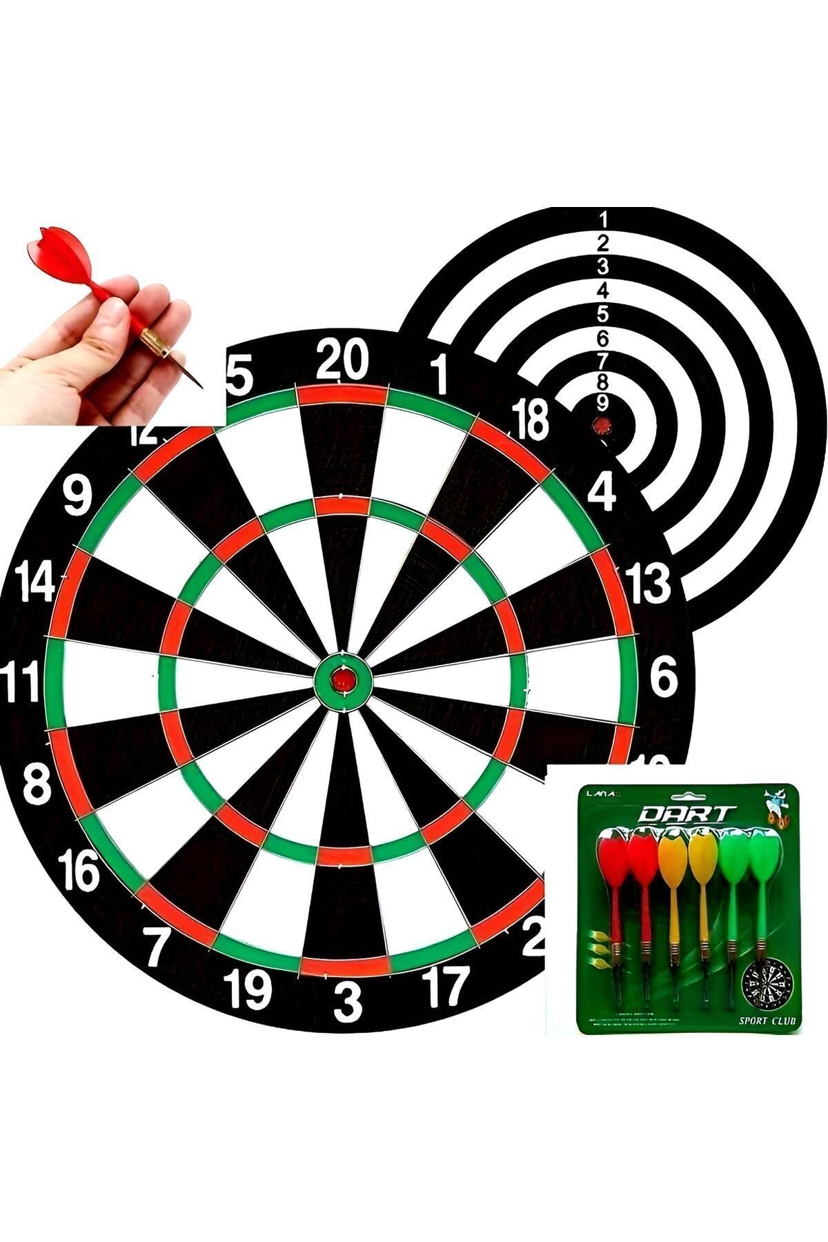 Wolawood Dart Tahtası Seti 6 Ok Dahil Duvar Tipi Çift Taraflı Dart Oyunu Hedef Spor Eğlence Vıp Hediyelik Set