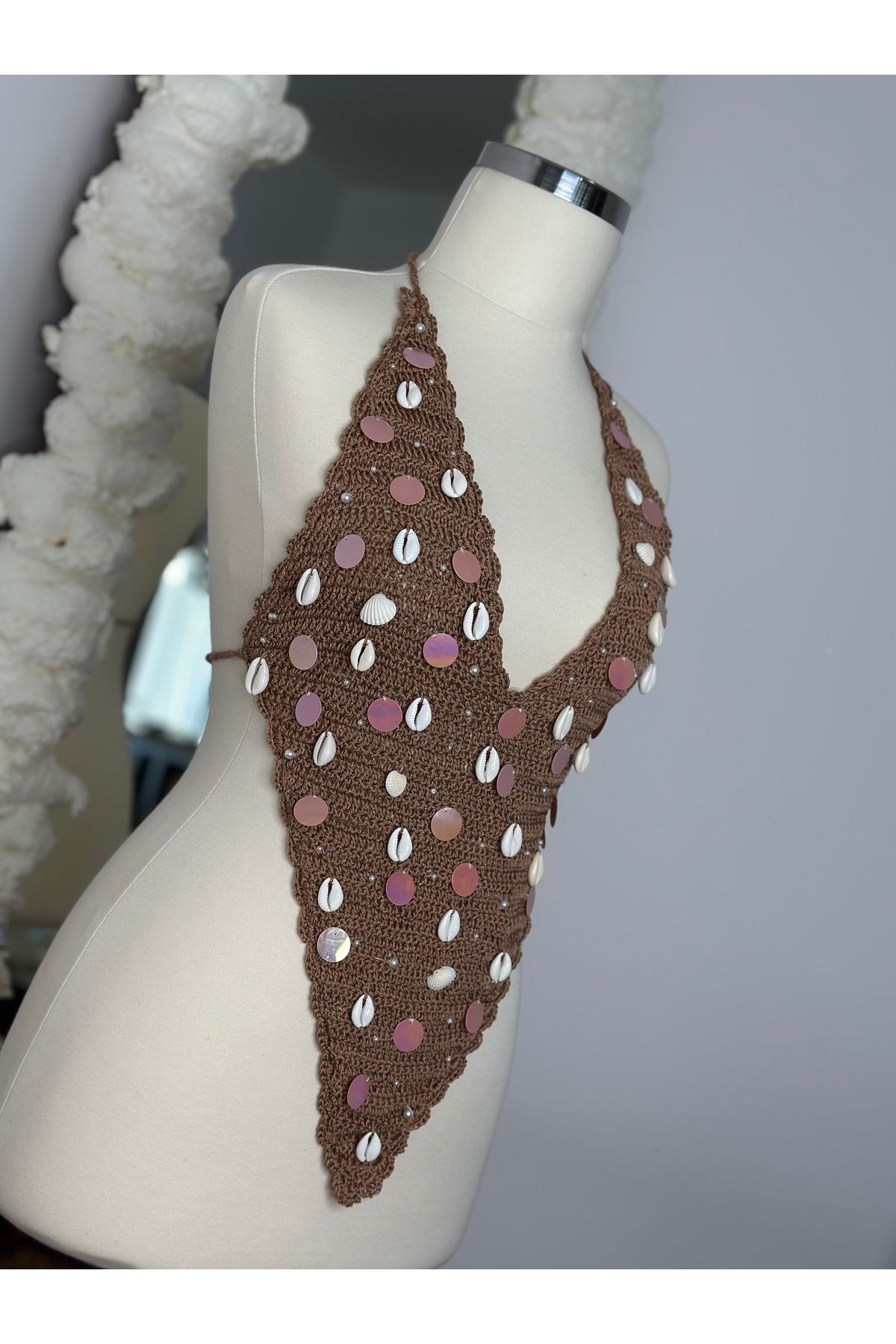 Adamia Crochet Adamia Deniz Kabuklu ve İncili Üst