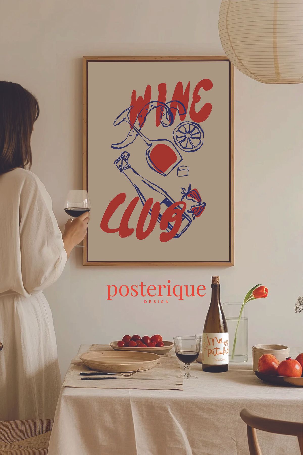 posterique 3lü Vine Set Şarap Set Çerçevesiz Poster Çerçevesiz Tablo