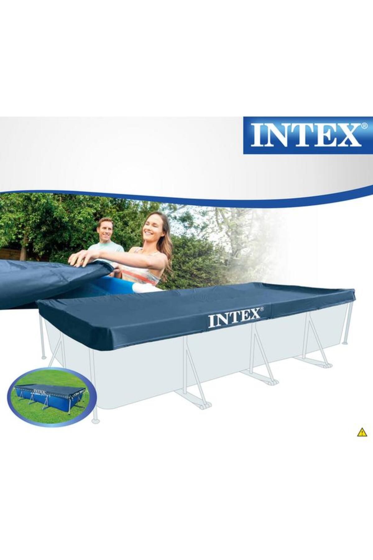 Generic-غطاء حمام سباحة مستطيل صلب من INTEX مع رباط إغلاق باللون الأزرق 460 × 230 سم 2