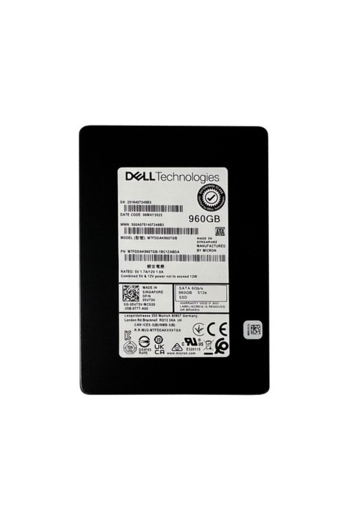 VİBE UNİCO DELL 2.5 5V73V 960GB SATA III 6.0 Gpbs SERVER SSD MTFDDAK960TGB-1BC1ZABDA