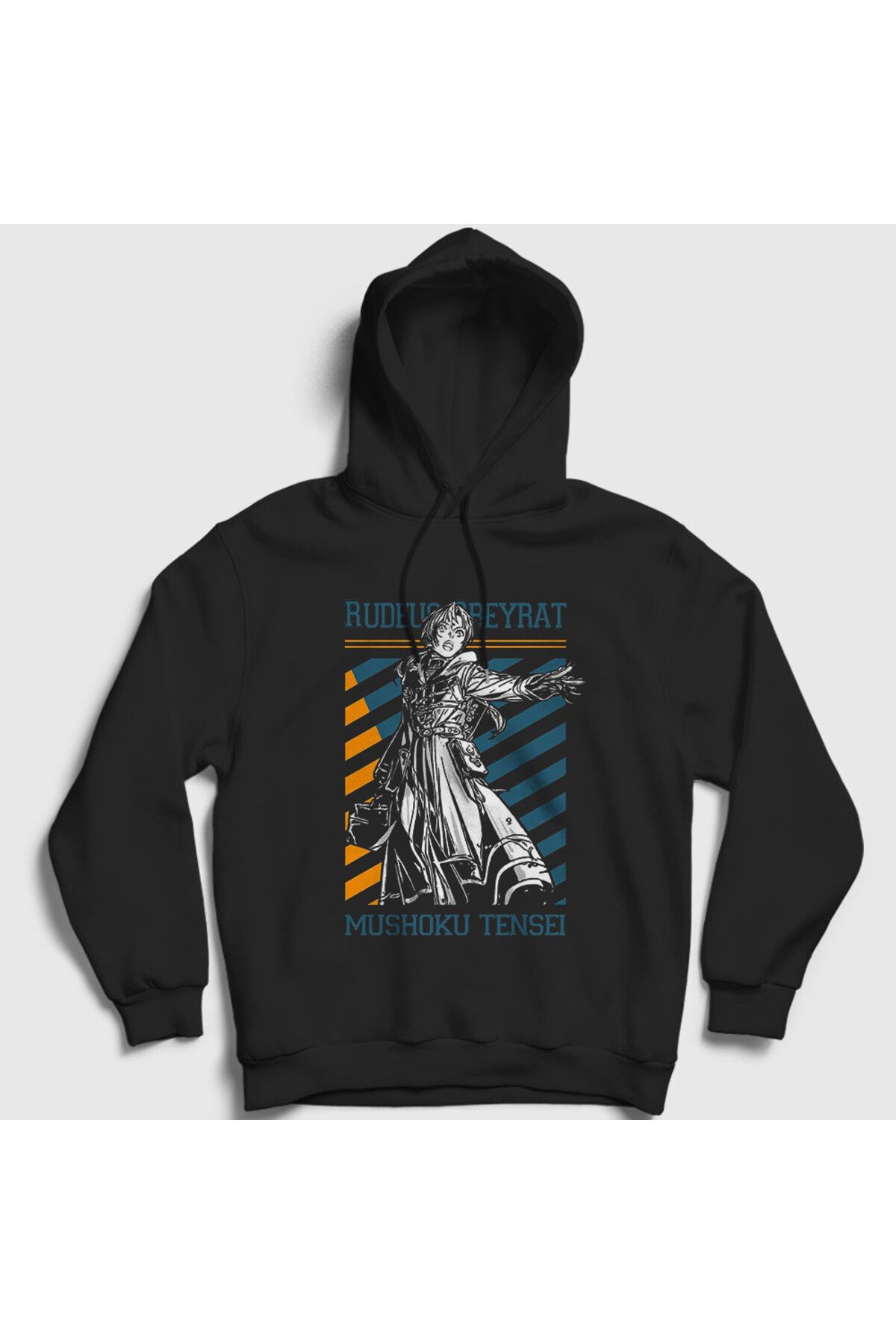 Presmono Unisex Siyah Rudeus Greyrat Mushoku Tensei Kapüşonlu Sweatshirt 551221tt