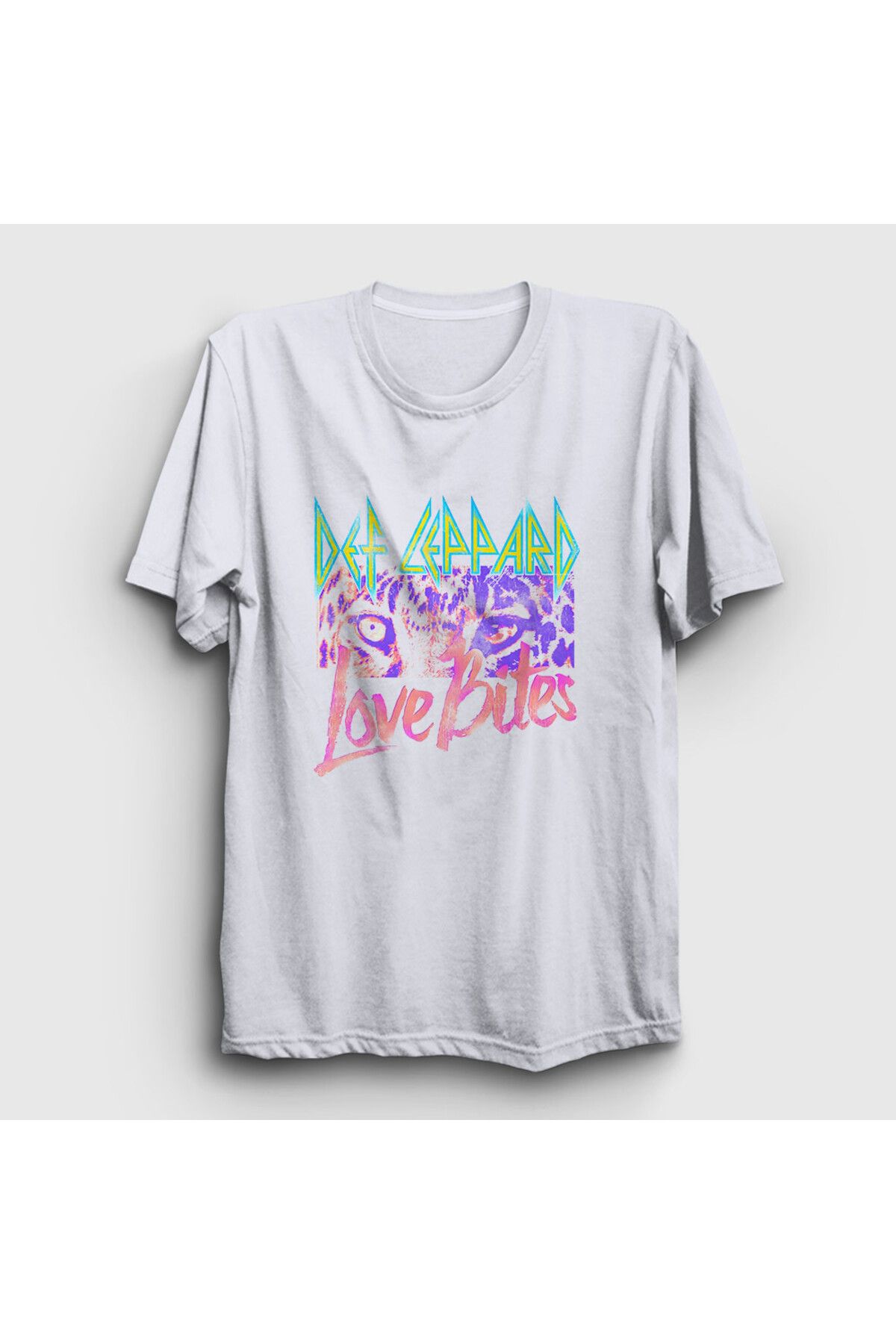 Presmono Unisex Beyaz Love Bites Def Leppard T-Shirt 550237tt