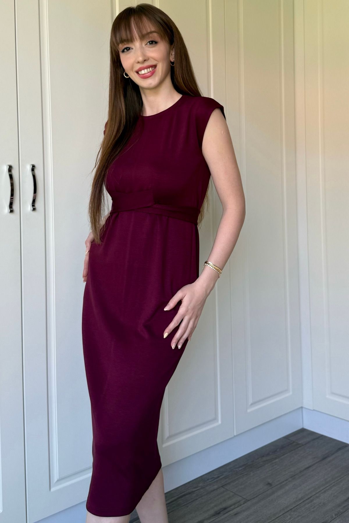 Dilay Gökoğlu Butik Önden Bağlamalı Midi Modal Elbise