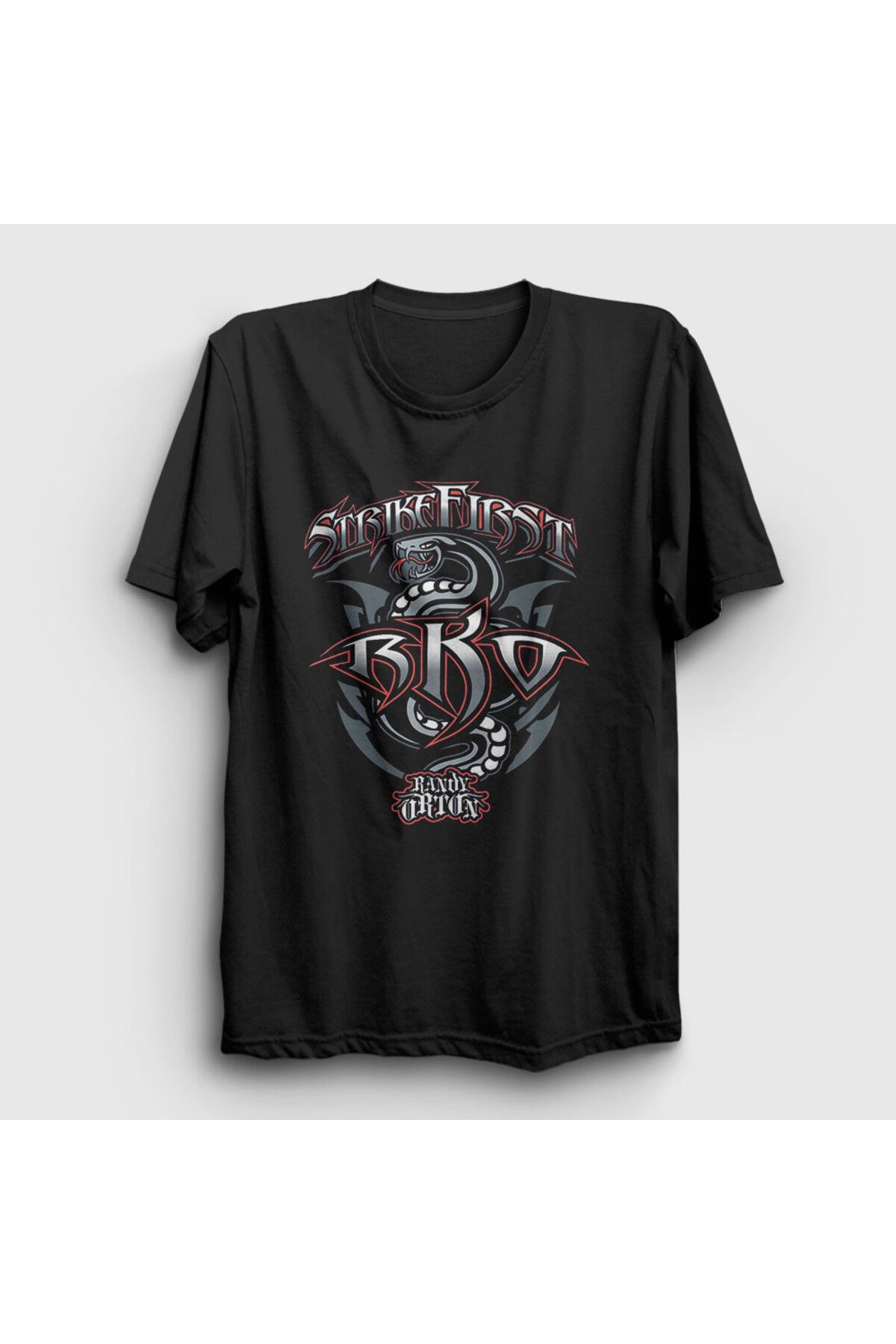 Presmono Unisex Siyah Strike First Wwe Güreş Randy Orton T-Shirt 551611tt
