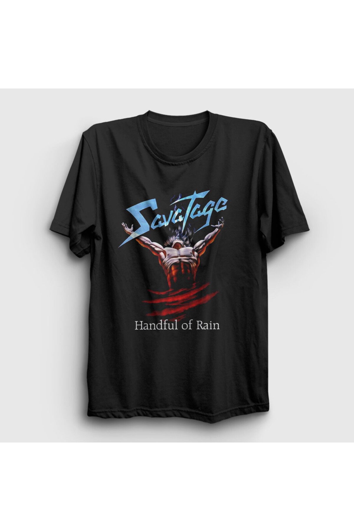 Presmono Unisex Siyah Handful Of Rain Savatage T-Shirt 548923tt