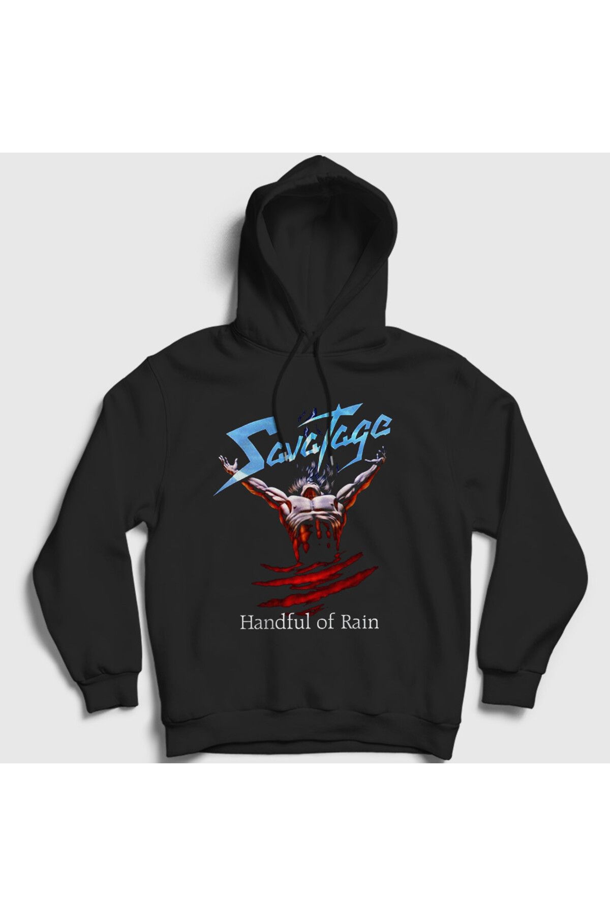Presmono Unisex Siyah Handful Of Rain Savatage Kapüşonlu Sweatshirt 548981tt